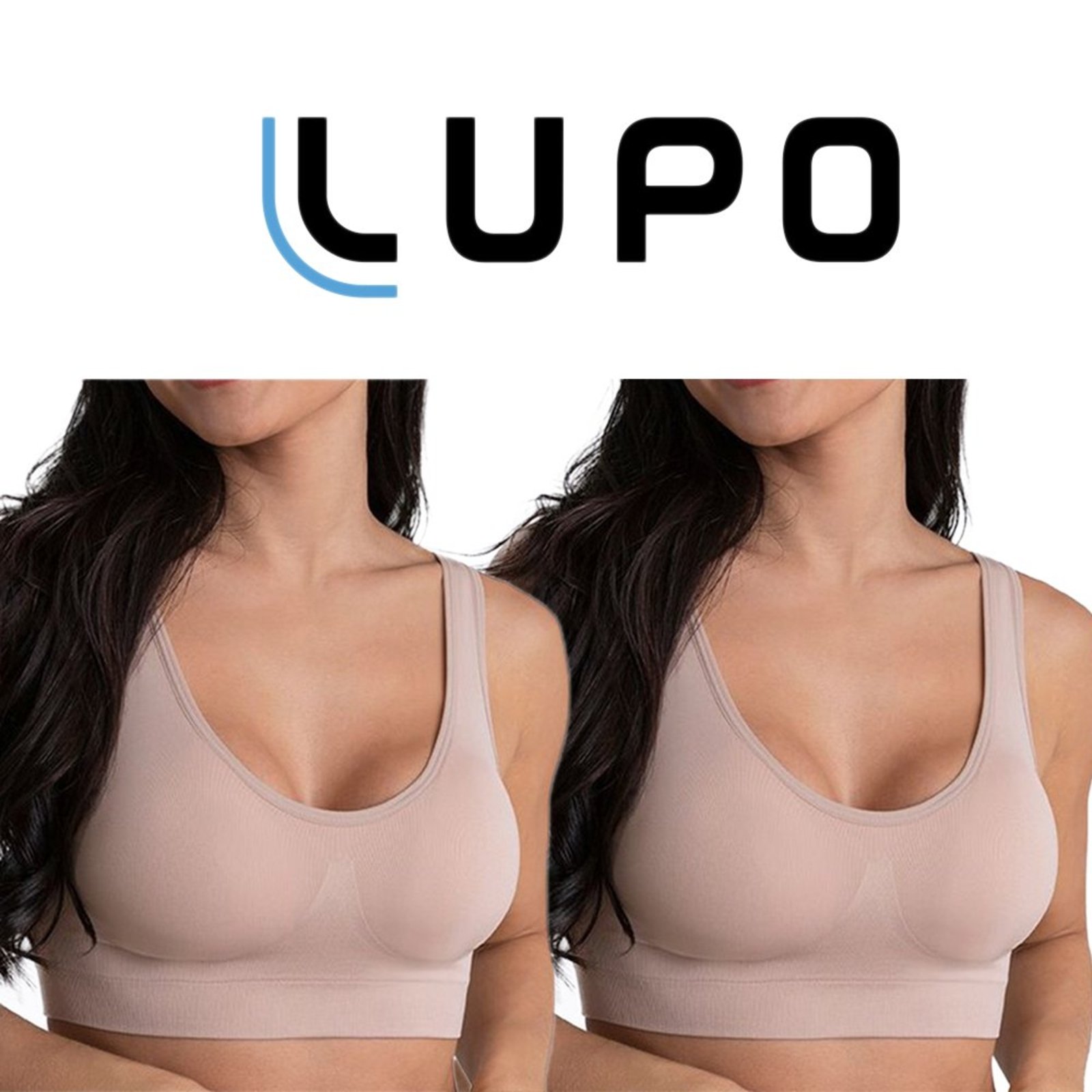 Kit 2 Top Loba Bojo Removível Sem Costura Cor: Preto/NaturalPeach