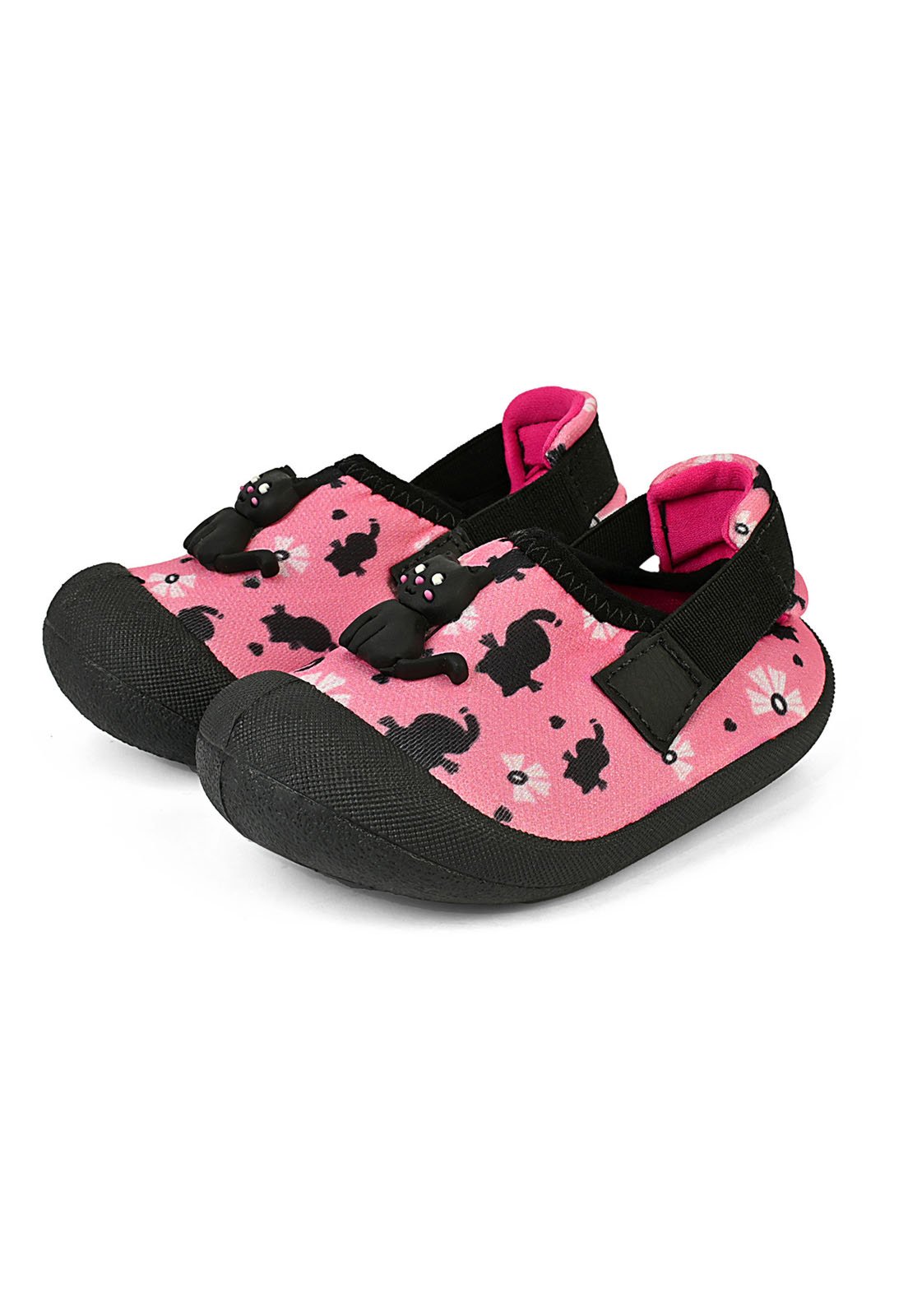 Vista 2 Infantil - Sapatinho Babuche Conforto Slip On Menina Verão Rosa Gatinha preto/rosa rosa preto/rosa rosa