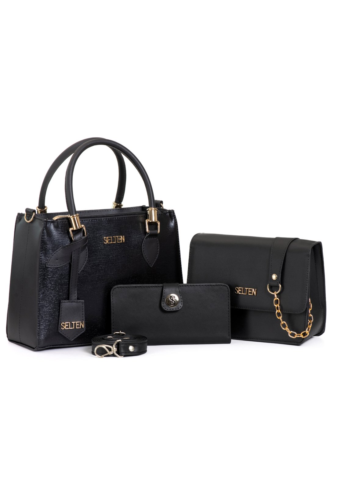 Kit Bolsa Feminina De Mão Tiracolo + Bolsa Pequena Transversal Com Carteira