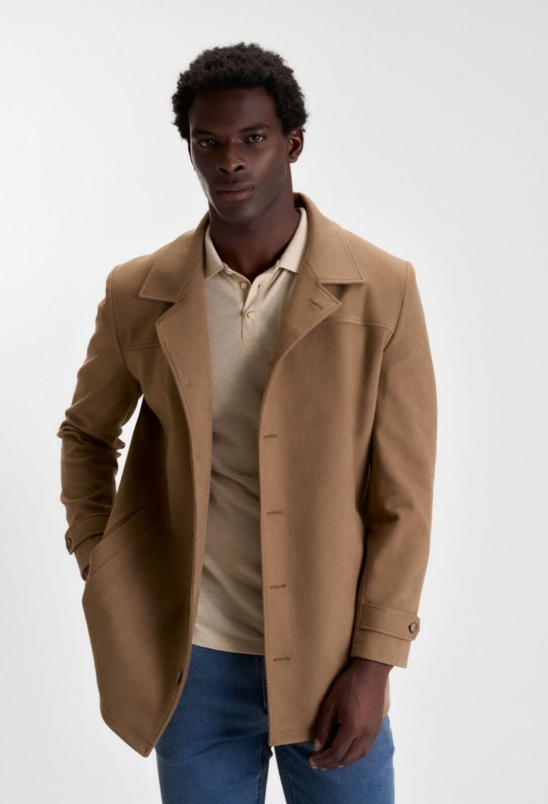 CASACO DOCTHOS SLIM MÉDIO EM MALHA TWIILL COM FORRO EM FLANELA Casaco Docthos Masculino Slim 119 Caramelo Eg