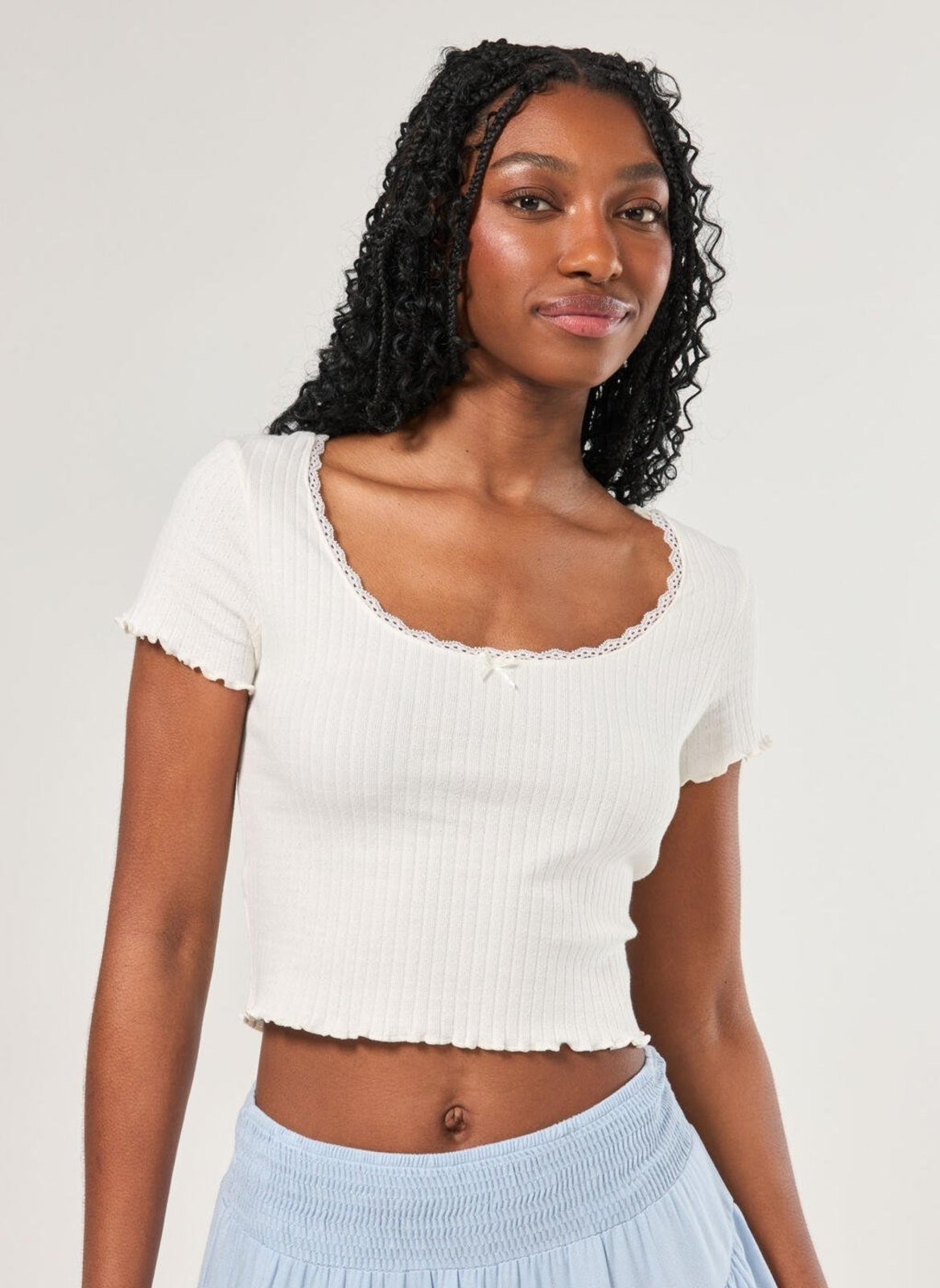 Vista 2 Cropped Off-White Canelada Renda Youcom off-white white Youcom off-white white