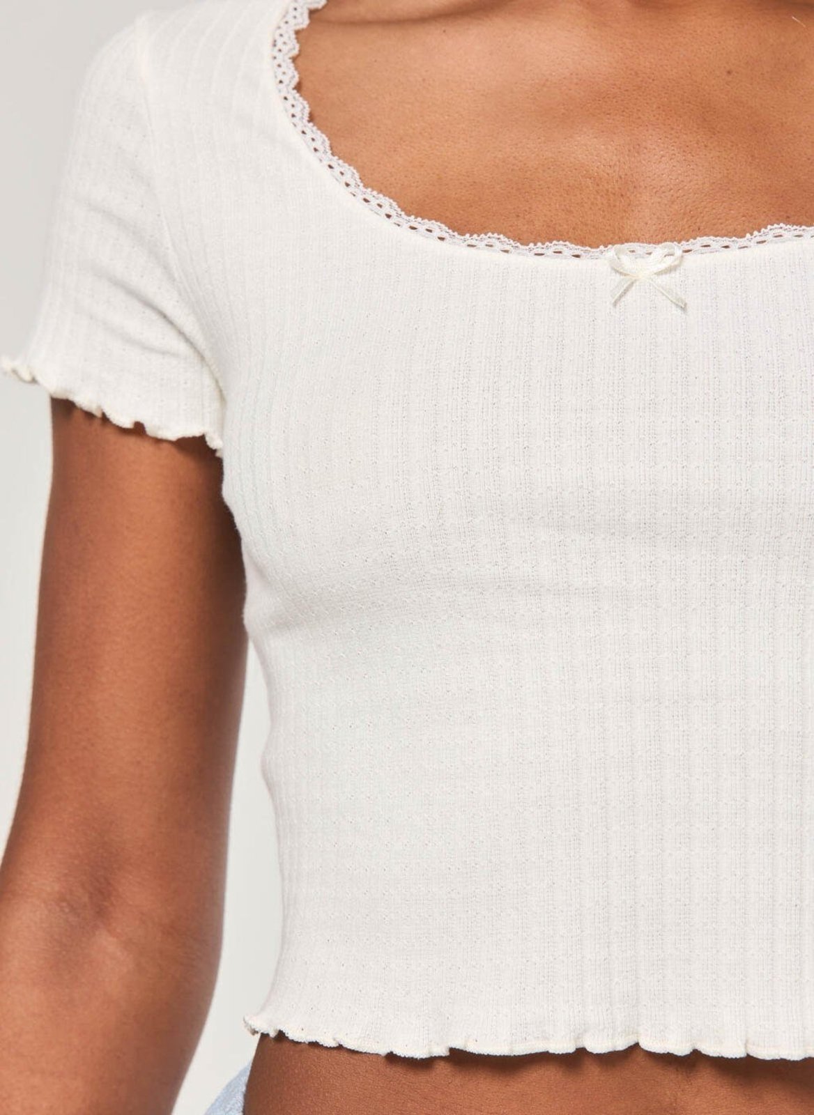 Vista 3 Cropped Off-White Canelada Renda Youcom off-white white Youcom off-white white