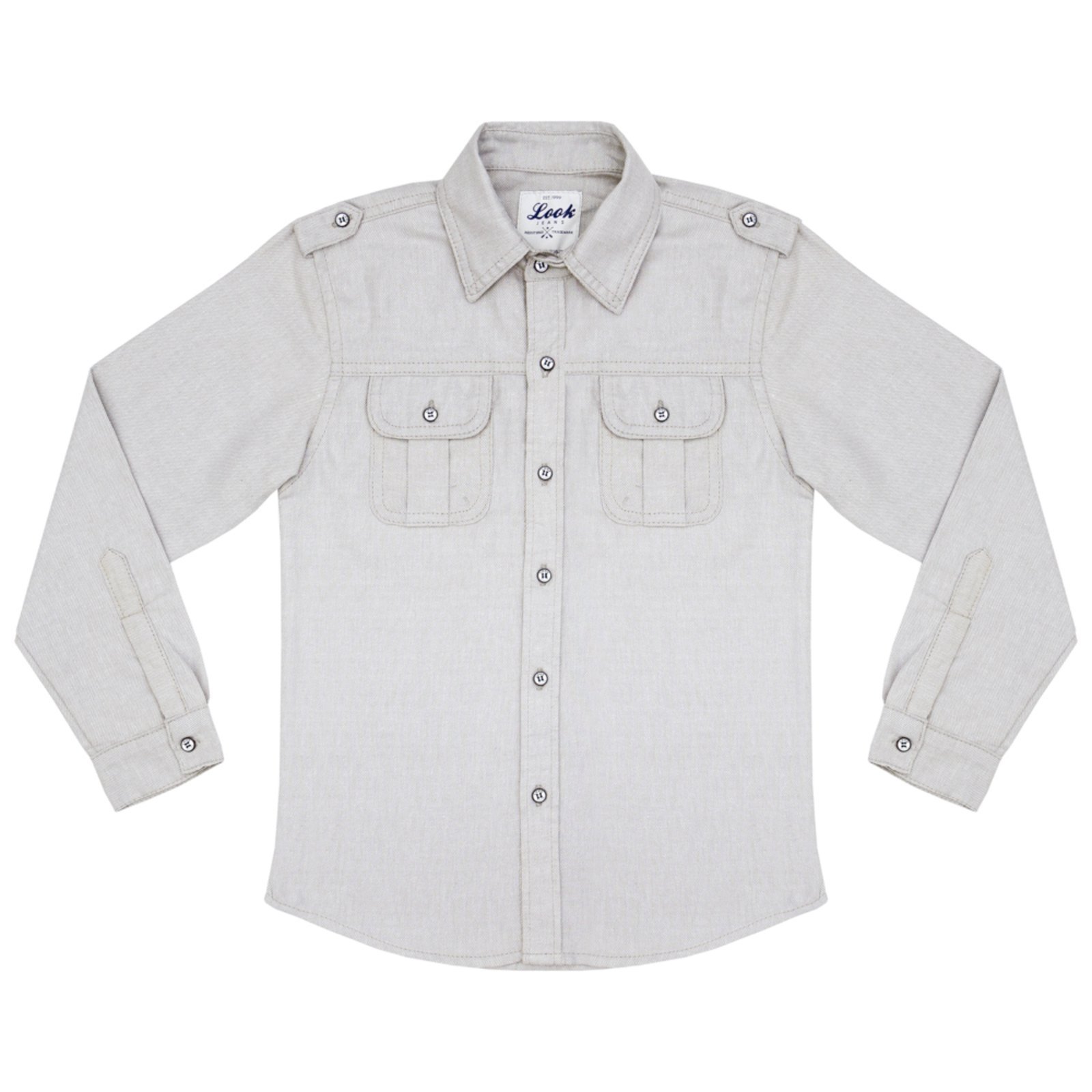 Infantil – Camisa Juvenil Look Jeans Manga Longa Cinza
