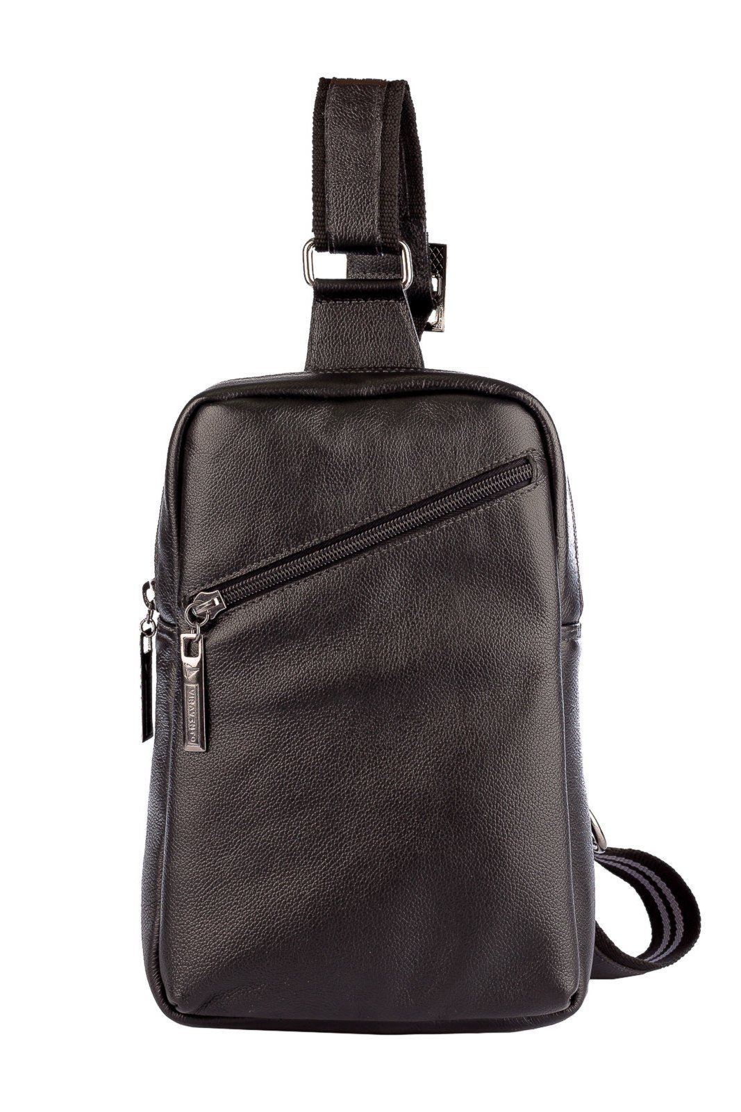 Mini mochila transversal de couro Eric - Preta