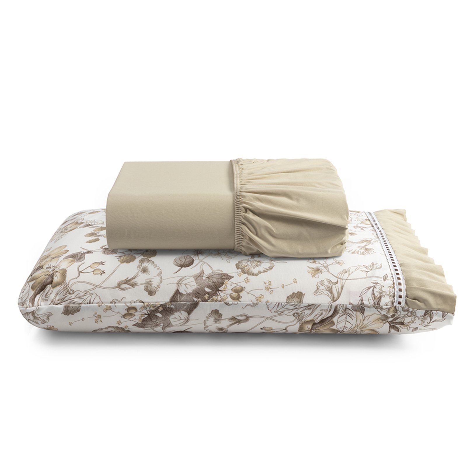 Jogo de Cama Lençol Solteiro Minuano 100% Algodão 2 Peças - Cáqui - 100% Algodão