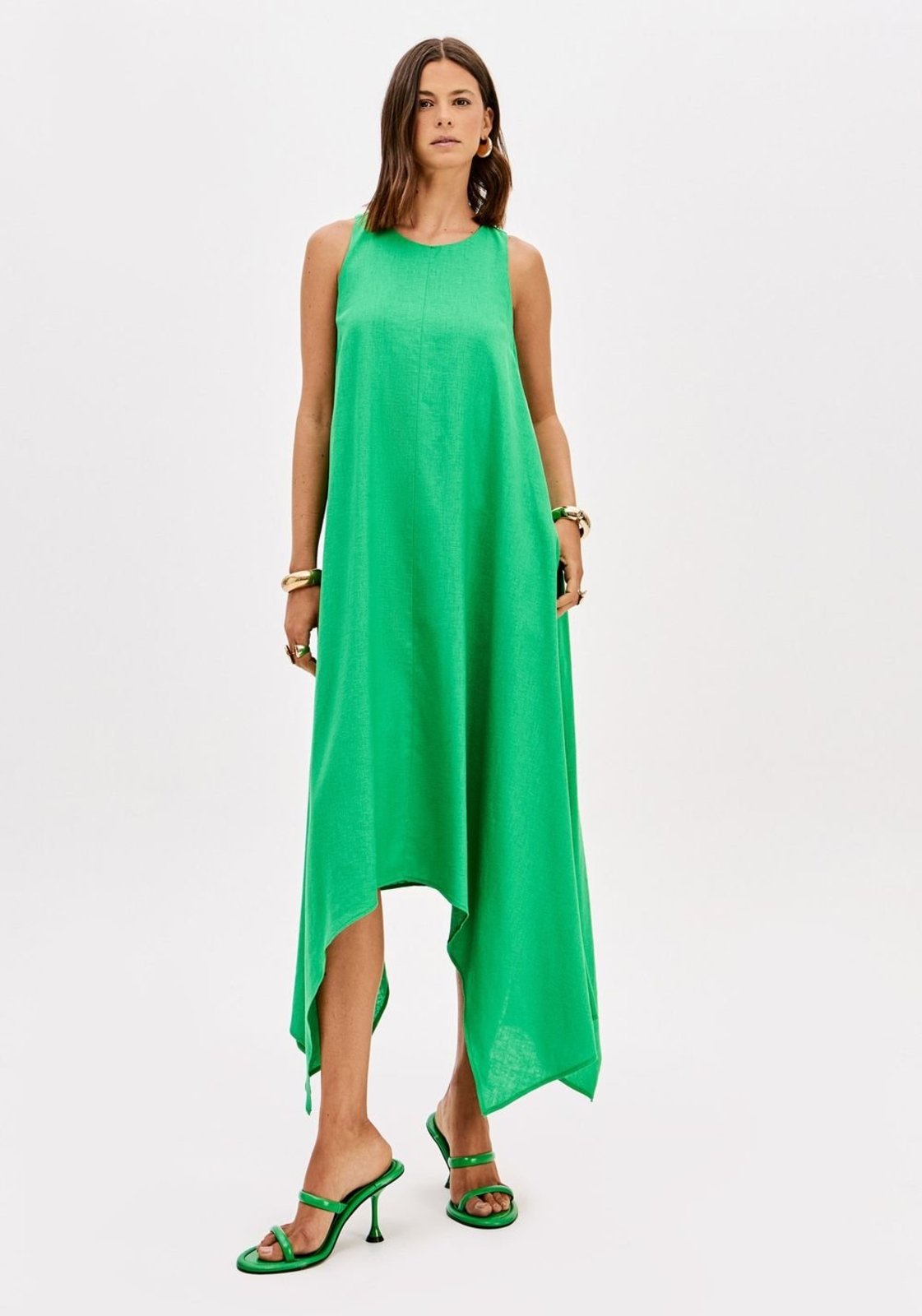 Vestido Super Midi Assimétrico Com Linho Lança Perfume