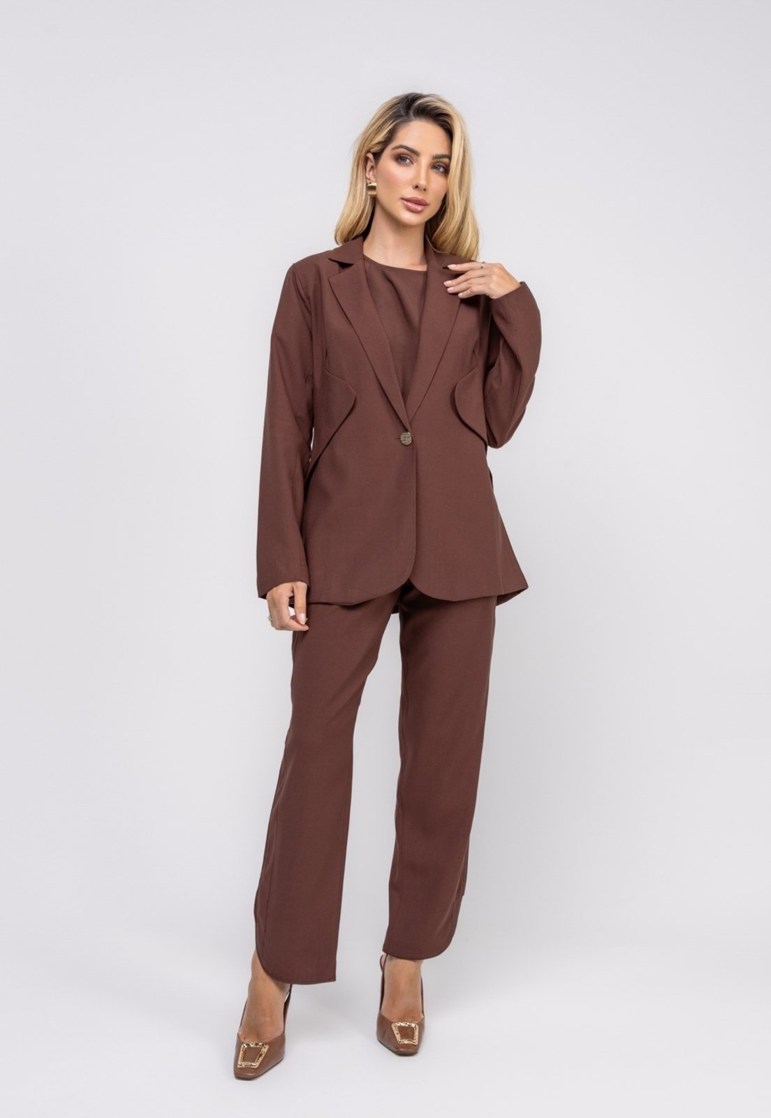 Vista 2 Blazer De Alfaiataria Marrant Detalhe Lapela Salvatore Salvatore Fashion marrom Salvatore Fashion marrom