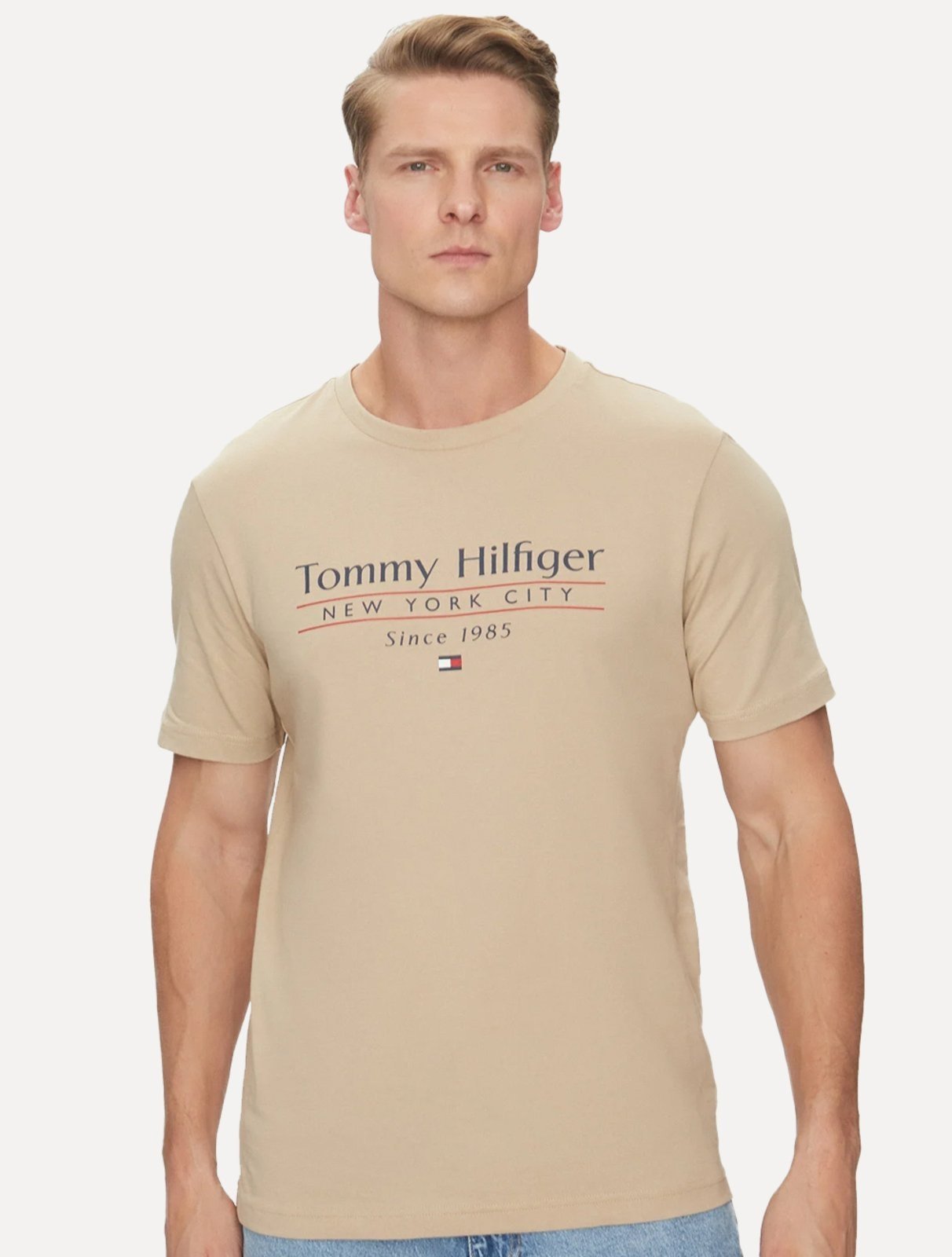 Camiseta Tommy Hilfiger Masculina Center Stack Cáqui