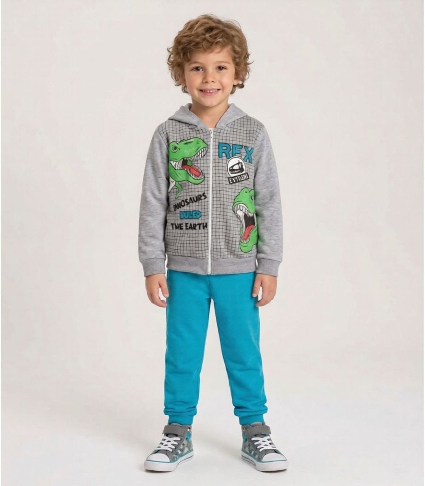 Infantil - Conjunto Moletom Menino Jaqueta E Calça Kappes Cinza