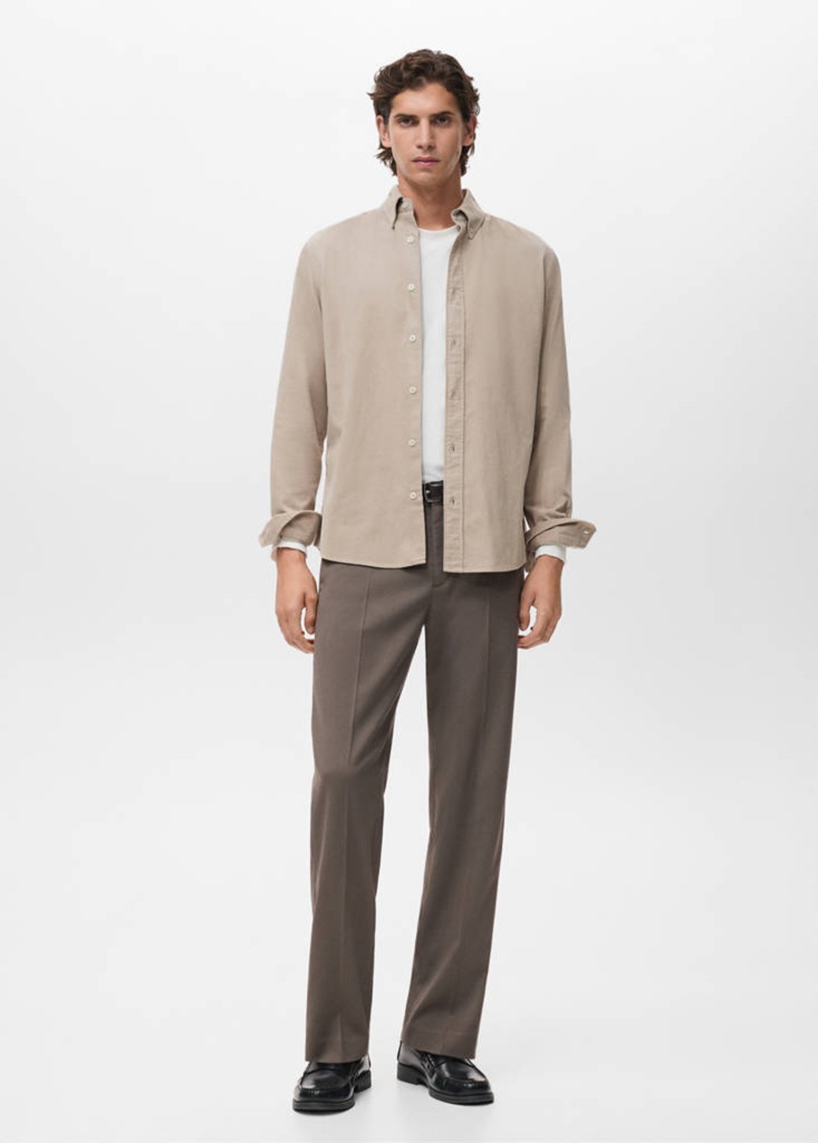 Camisa Masculina Mango Clássica Bege