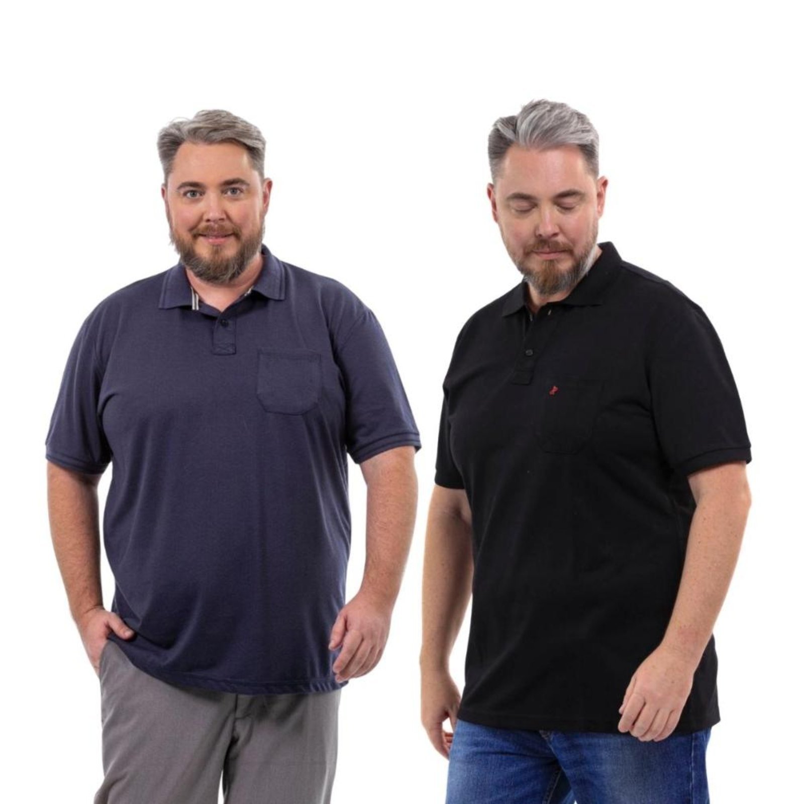 Kit 2 Camisa Polo Masculina Plus Size Pique com Bolso Casual