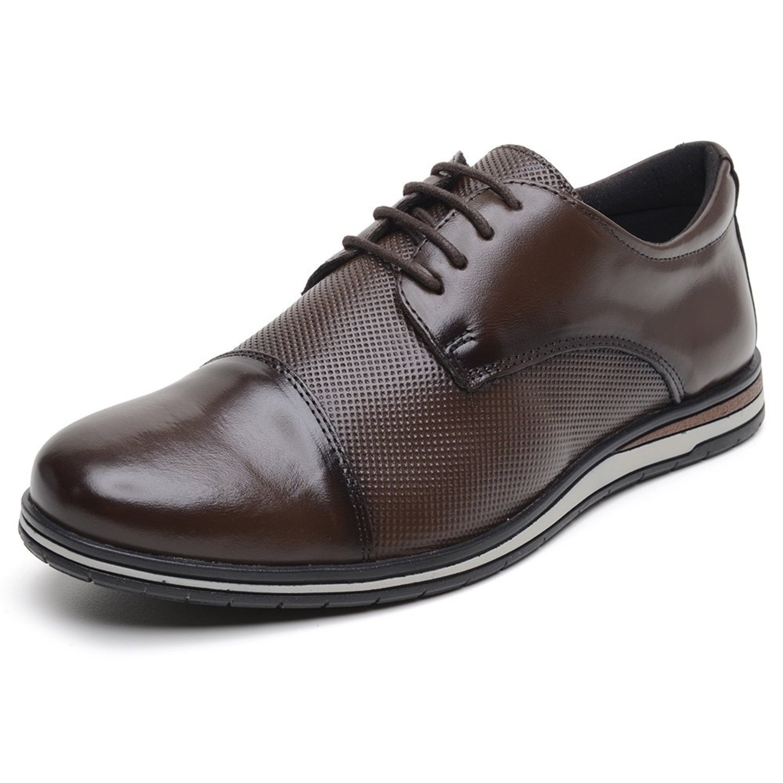 Sapato Social Masculino Esporte Fino com Cadarço Moderno Confortável Marrom