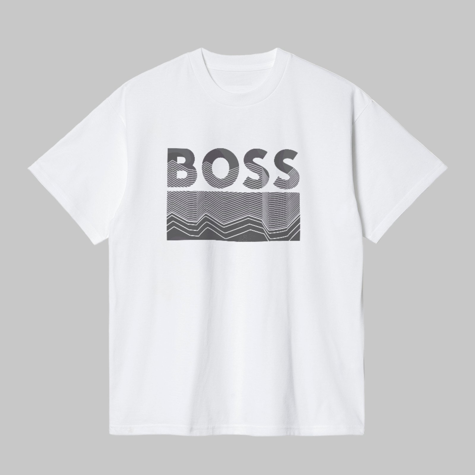 Camiseta Básica Boss Estampa Ondulado Urbano Geométrico Street Branco