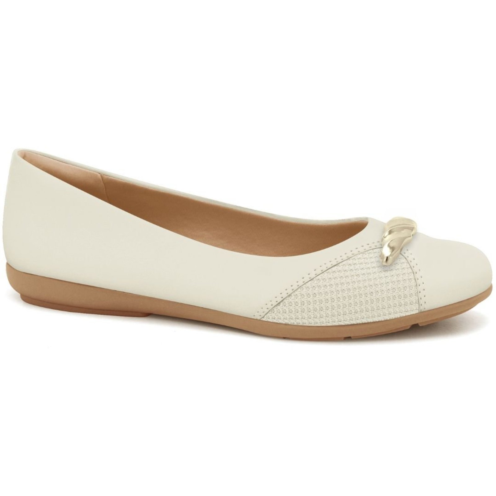 Sapatilha Feminina com Tecido Elástico Comfortflex 2663402 - Off White