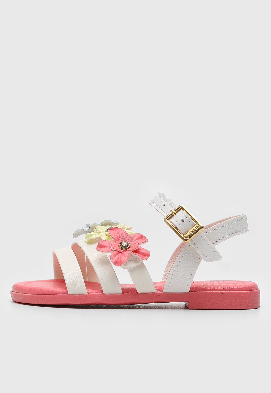 Vista 3 Infantil - Sandália Klin Flores Branca branco Klin branco