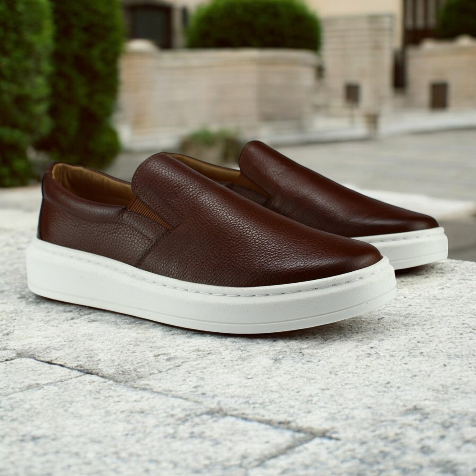 Loafer Masculino em Couro Forrado em Couro Com Palmilha em Couro Conforto Casual Cafe