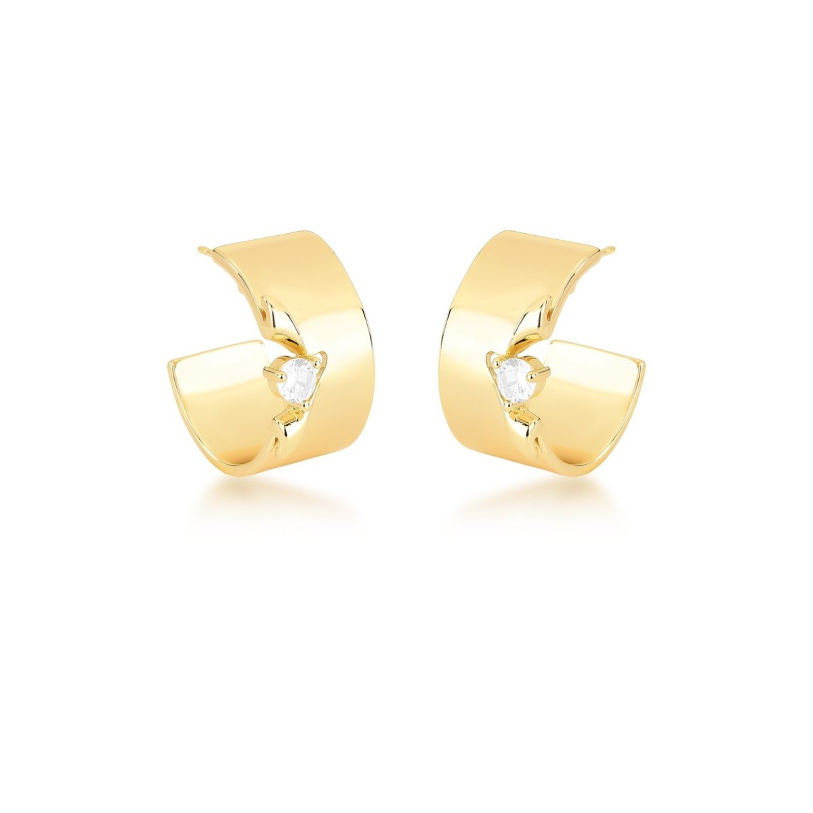 Infantil - Brinco Argola Lisa P com Detalhes em Cristal Semijoia Banhada a Ouro 18K Ania Store