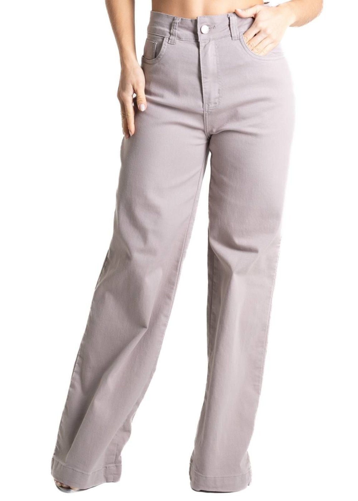 Calça Sarja Sawary Wide Leg – 280472 – Bege – Sawary
