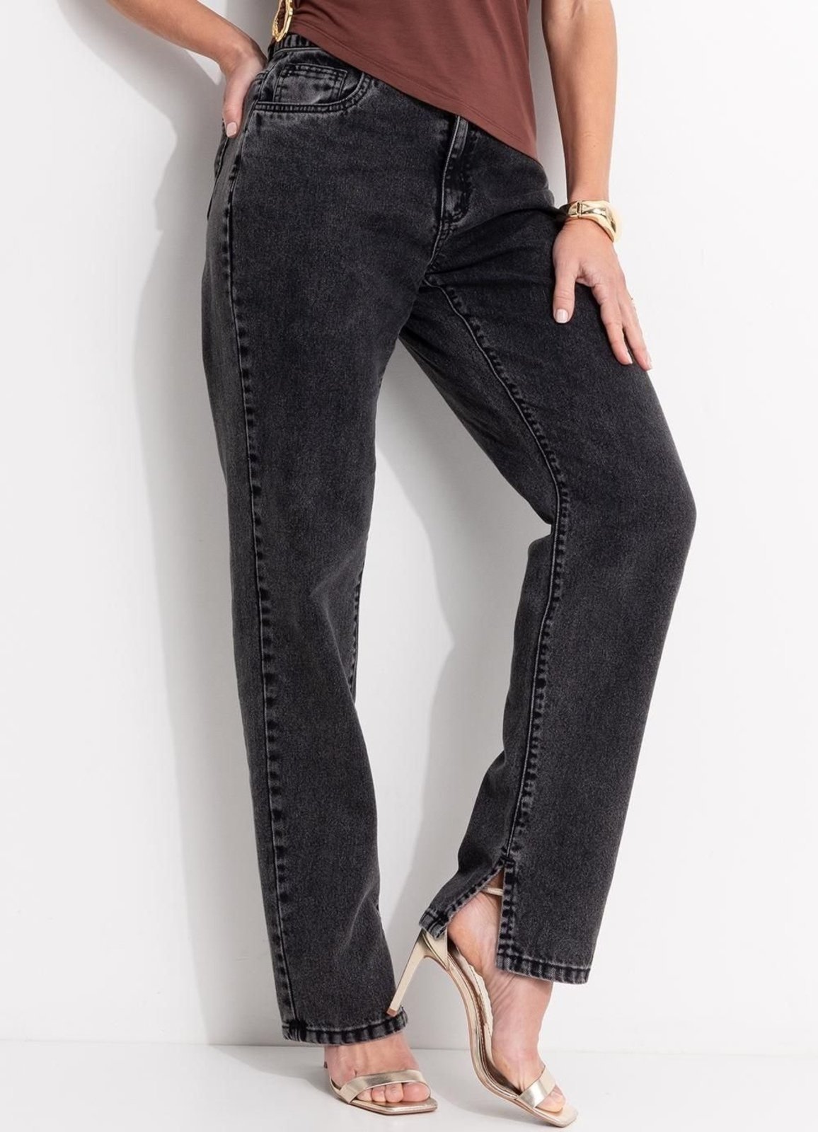 Calça Em Jeans Preto Quintess
