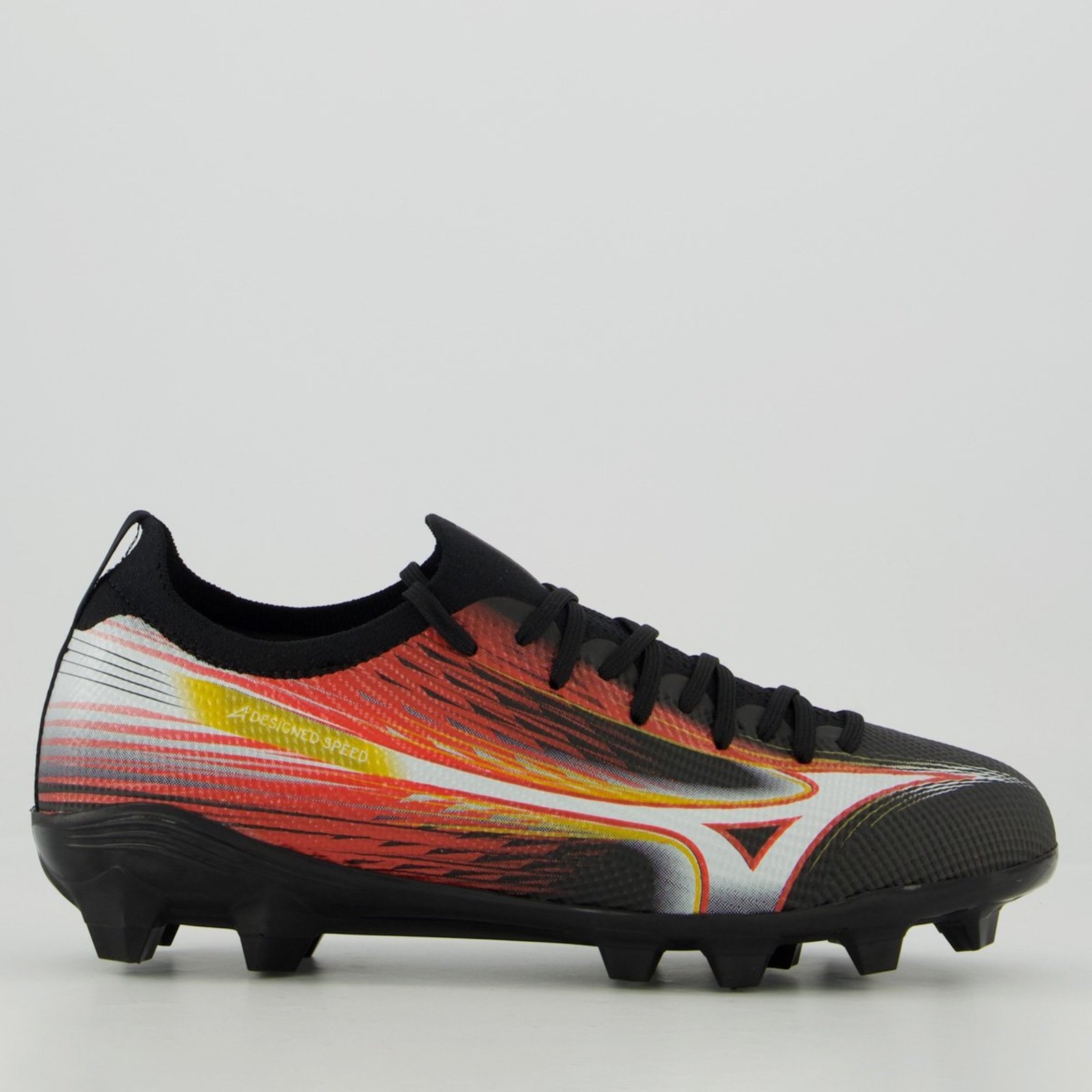 Chuteira Mizuno Alpha Club MD Campo Preta e Vermelha