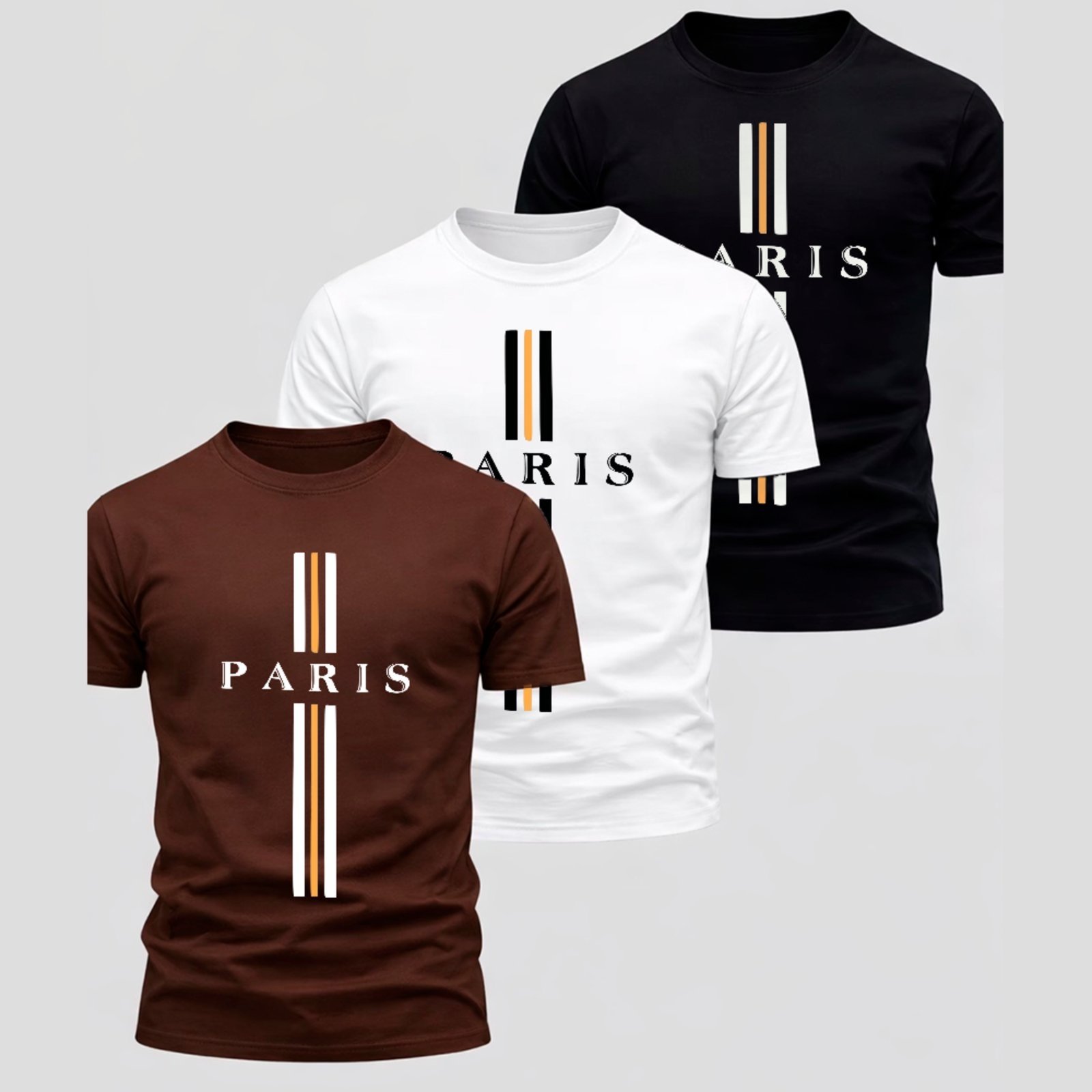 Kit 3 Camisetas Básicas Paris Listrado Top Vertical Estiloso Casual