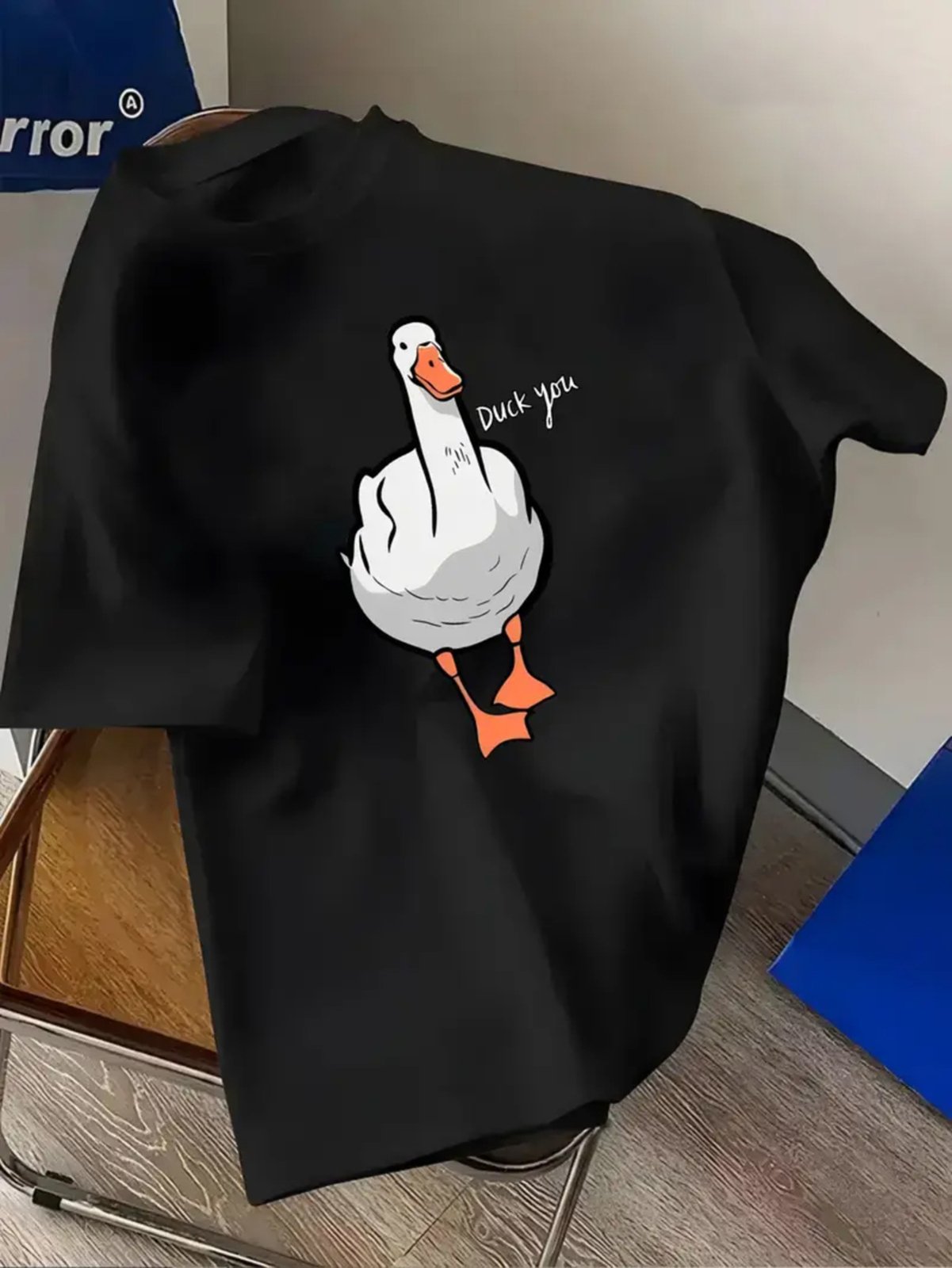 Camiseta Estampada Oversized Duck You Safira Moda Algodão Preto