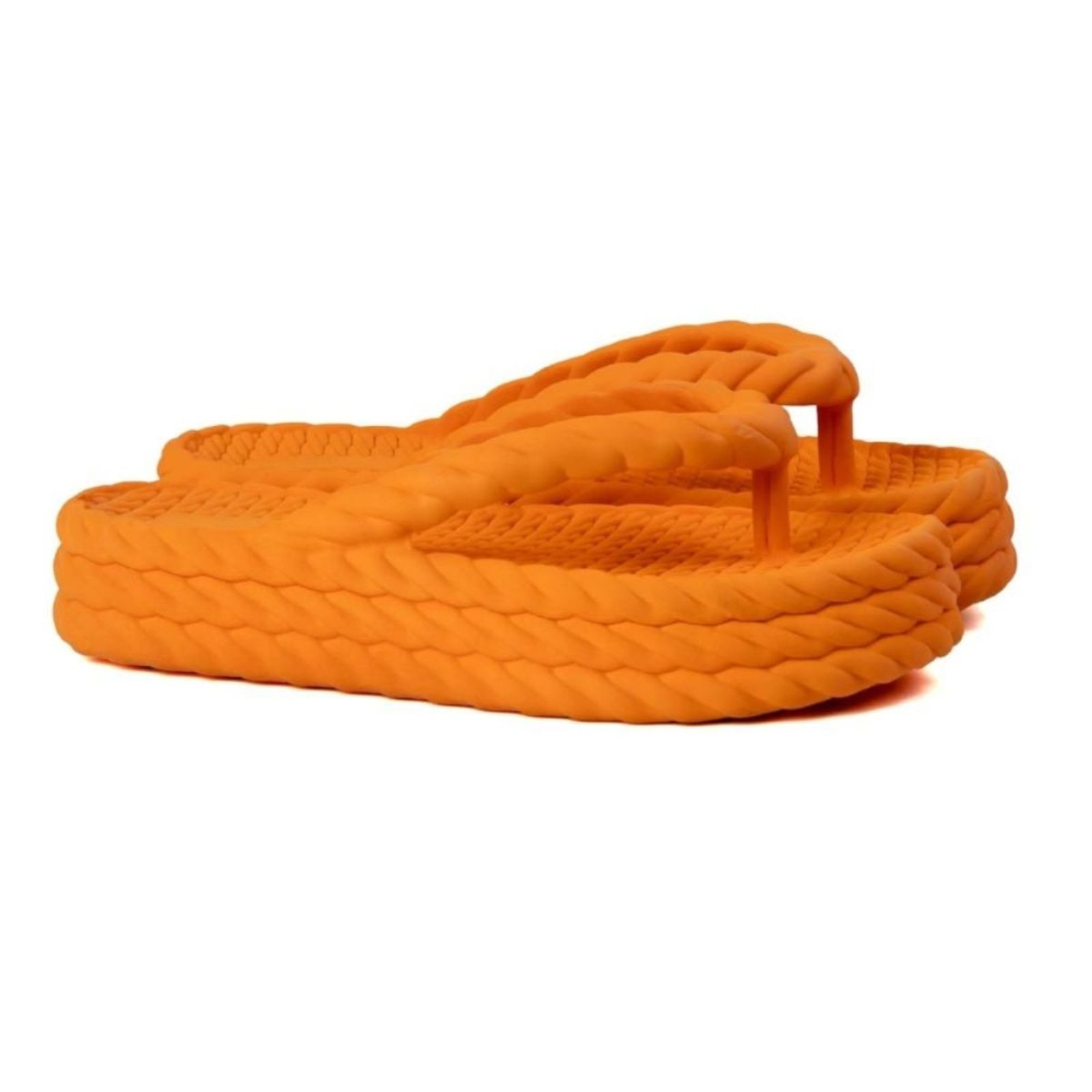 Chinelo Papete Feminino Veritimo Tamanco De Dedo Plataforma Trança Corda Tendência Laranja