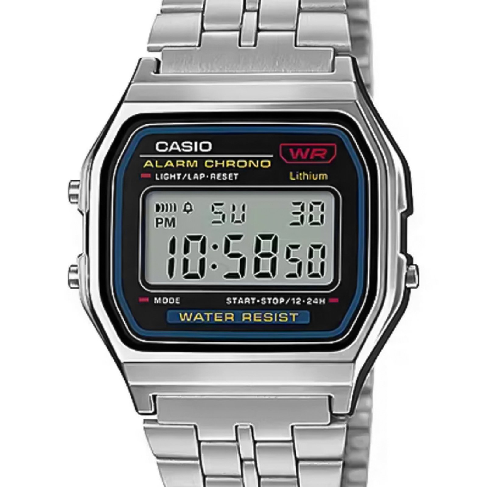 Vista 3 Relógio Casio Standard Digital-A159WA-N1DF-SC preto Casio preto
