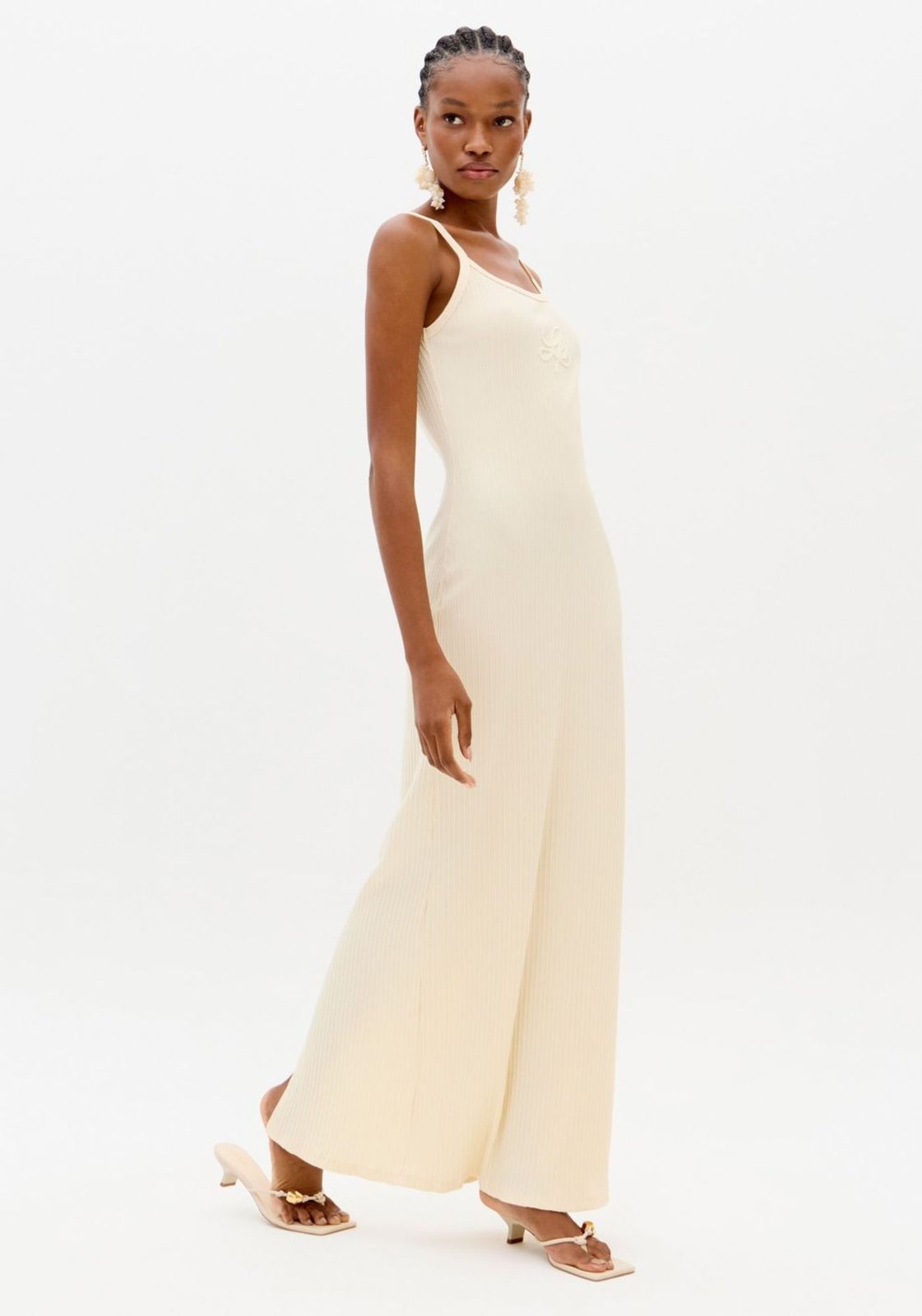 Vestido Canelado Super Midi De Alças Lança Perfume