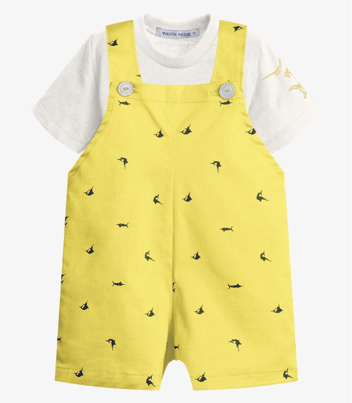 Infantil - Conjunto Camiseta E Jardineira Trick Nick Amarelo