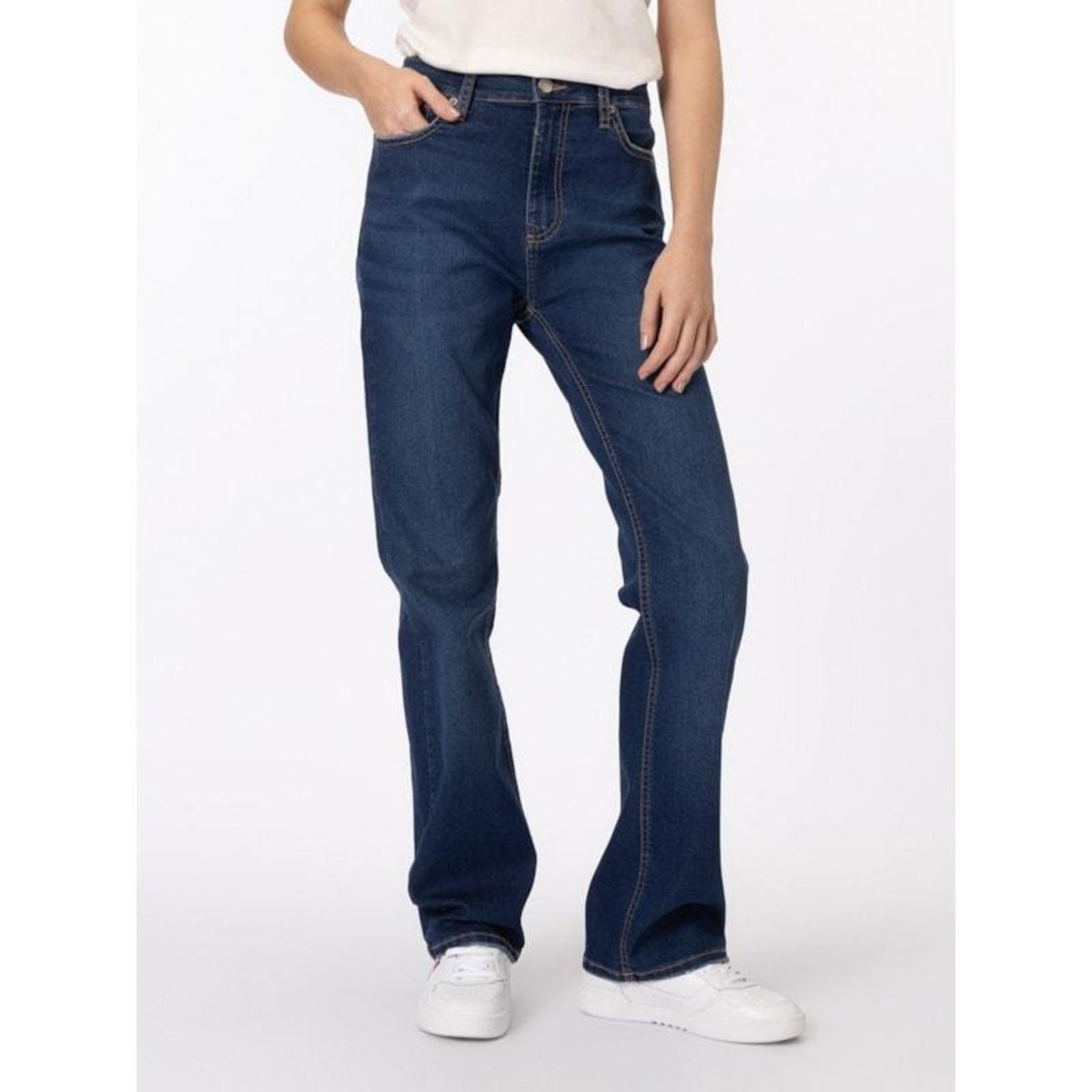 Calça Jeans Bootcut de Cintura Média Azul
