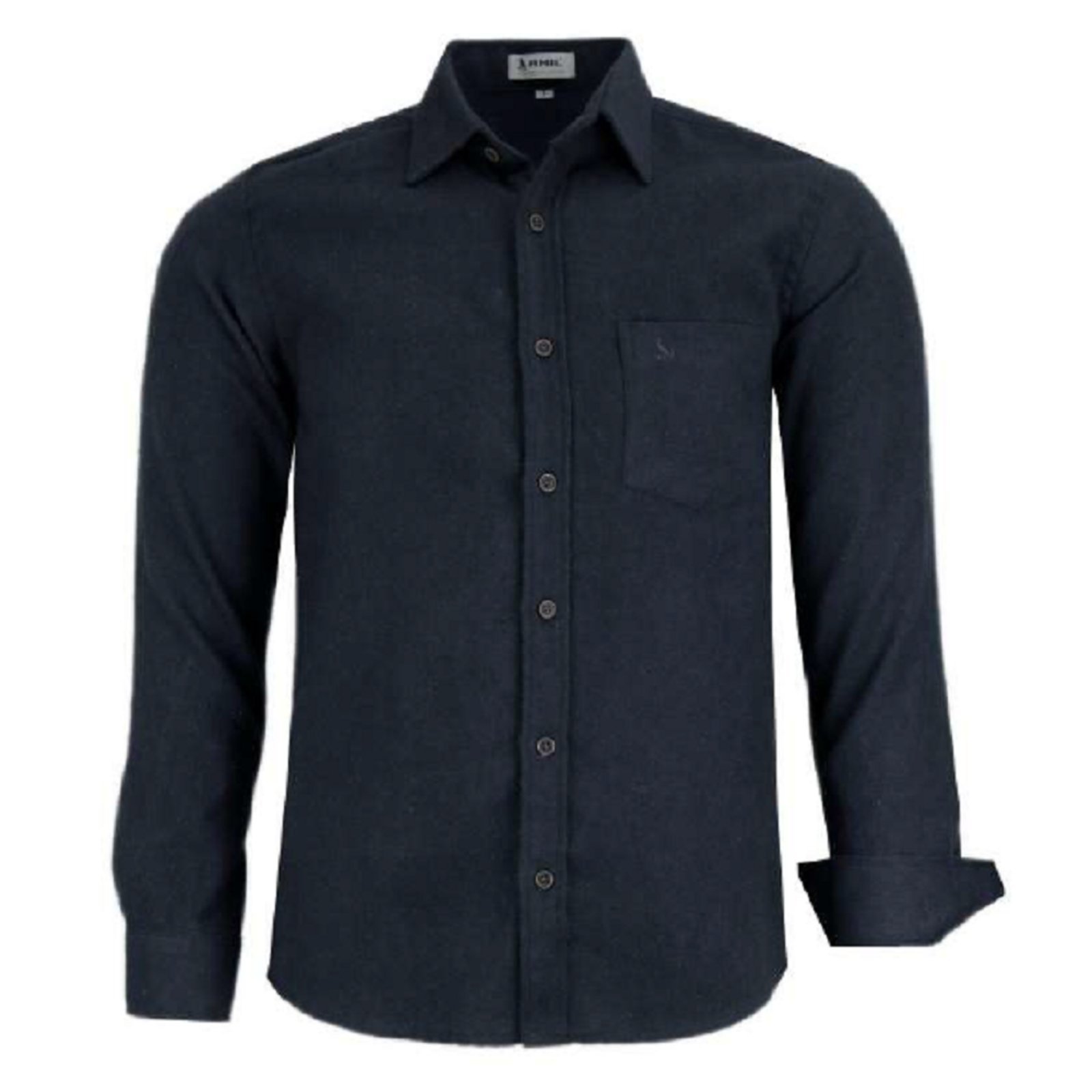 Camisa Flanela Liso Social Manga Longa Original Amil Preto