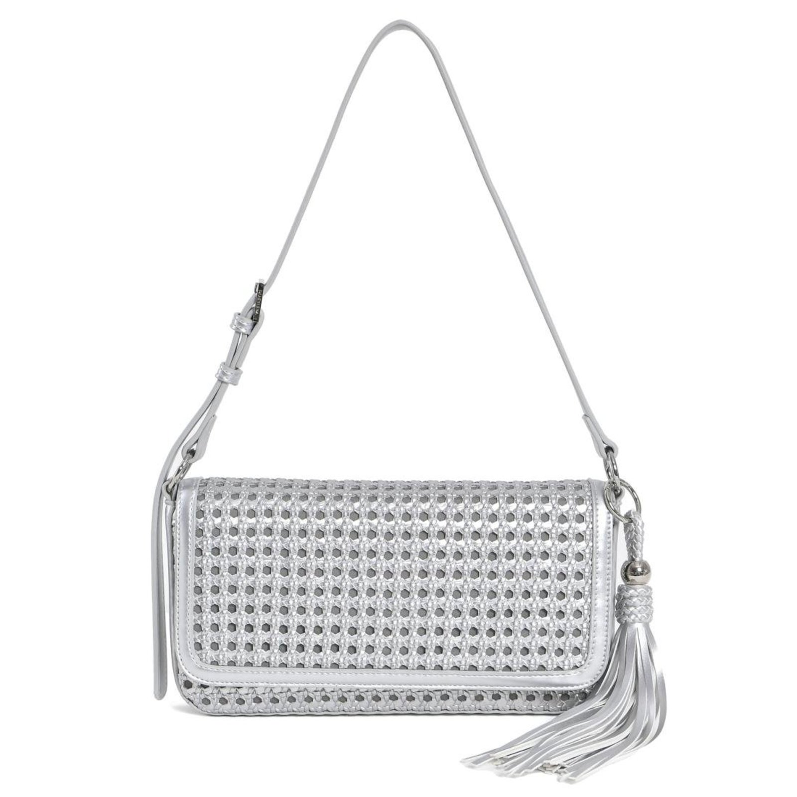 Bolsa Shoulder Via Marte Retangular Feminina Prata