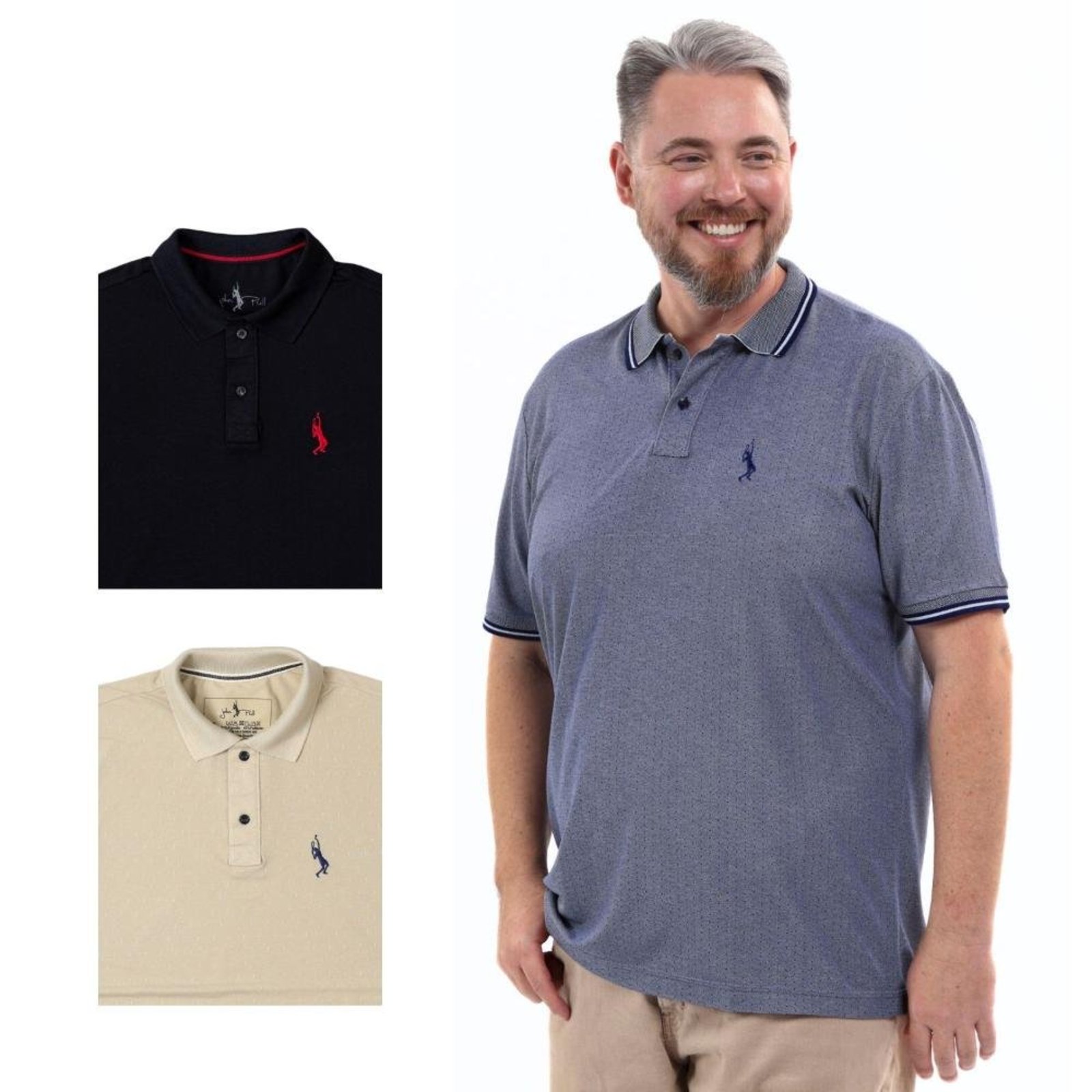 Kit 3 Camisa Polo Masculina Plus Size Piquet Algodão Leve