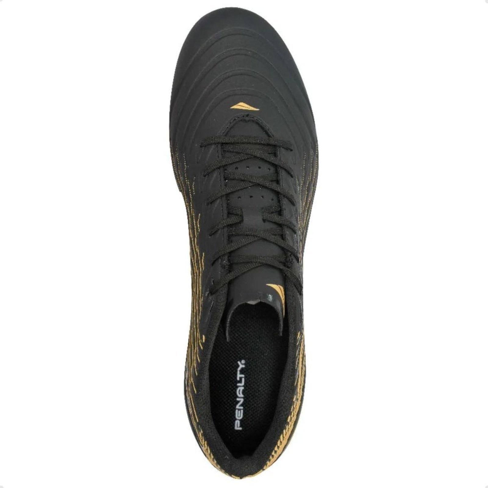 Vista 2 Chuteira Indoor Masculina Penalty Garra Y-2 Preta E Dourada preto Penalty preto