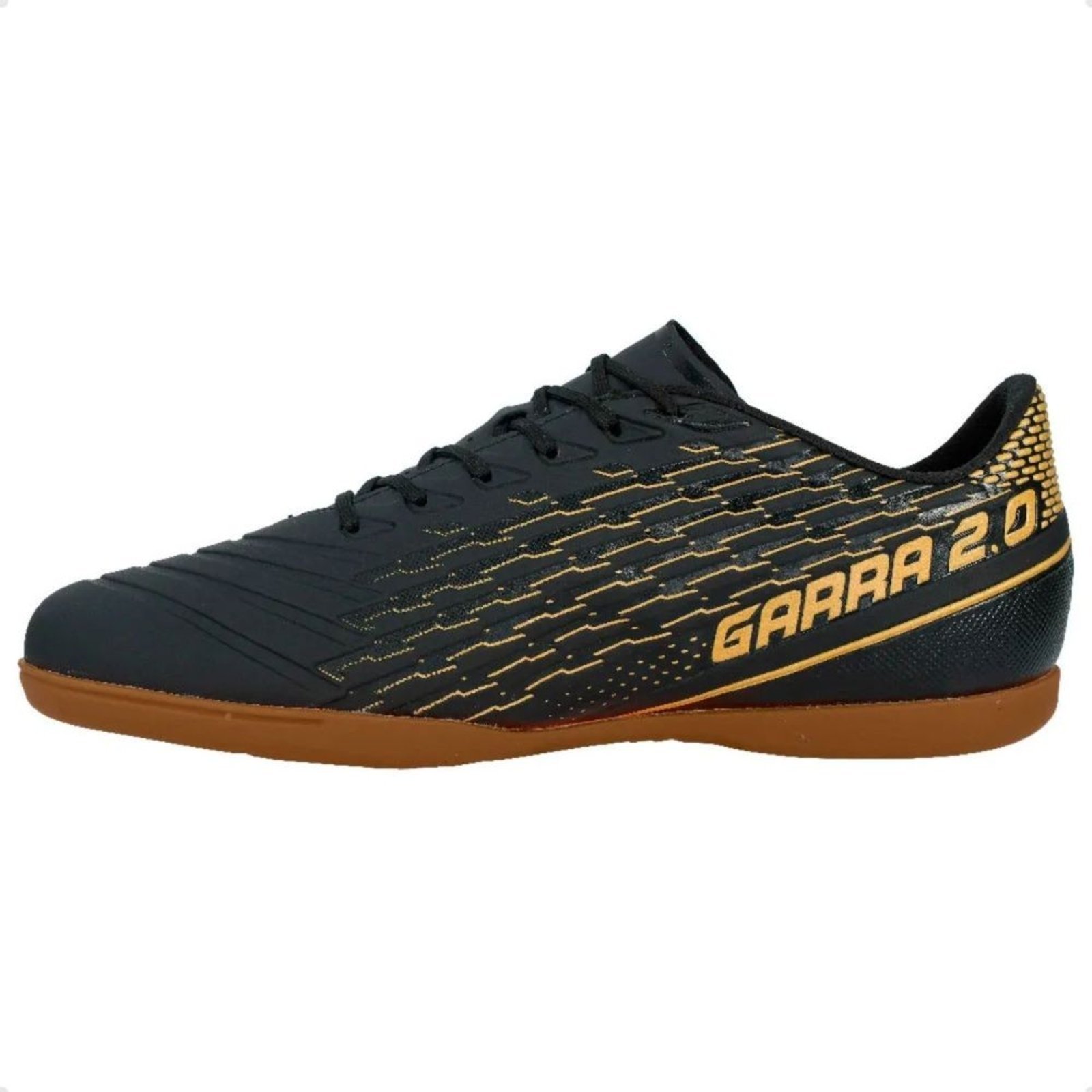 Vista 3 Chuteira Indoor Masculina Penalty Garra Y-2 Preta E Dourada preto Penalty preto