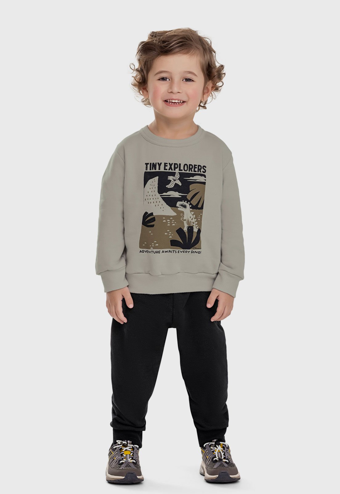 Conjunto Elian Tiny Explorers Cinza