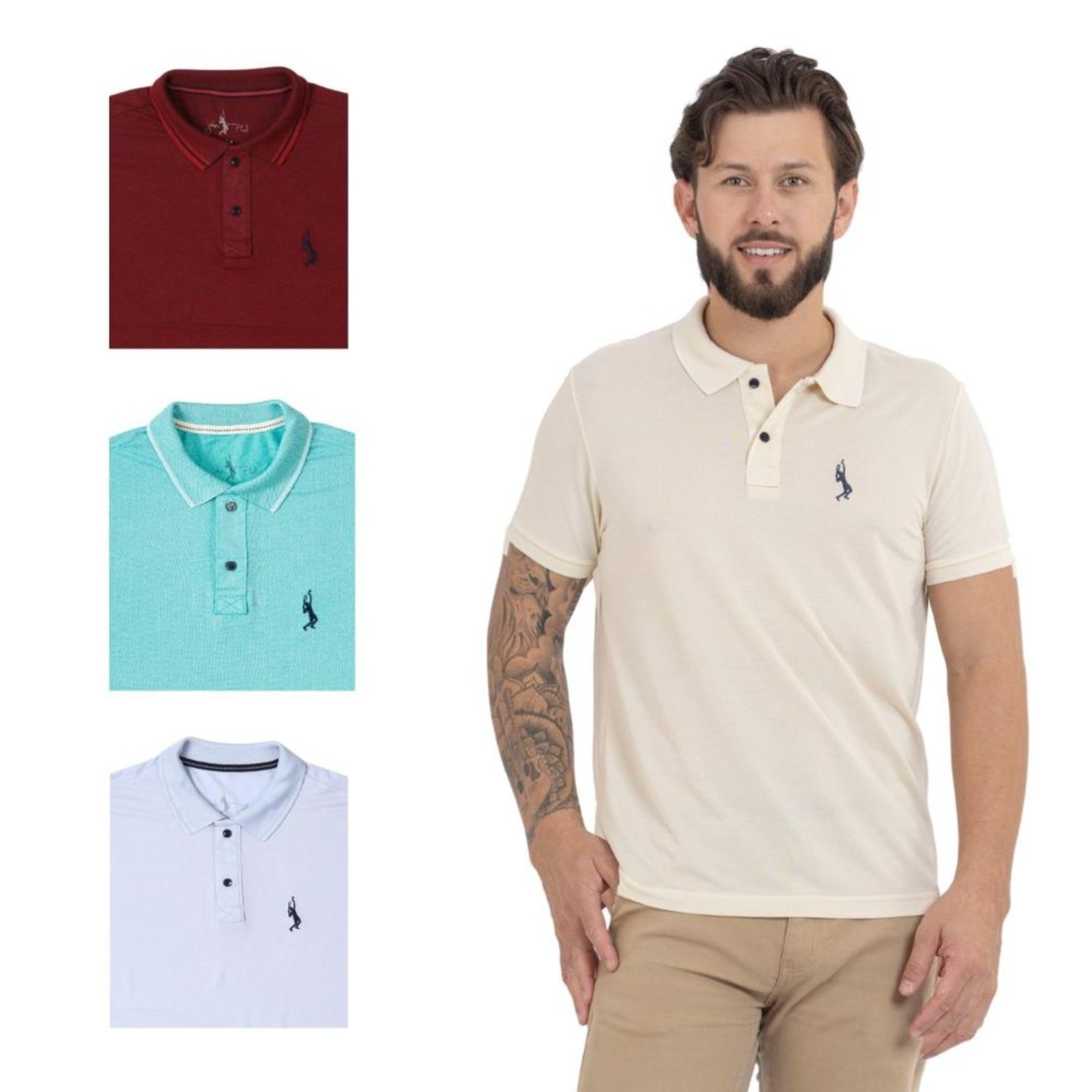 Kit 4 Camisa Polo Masculina Elegante Dia a Dia Piquet
