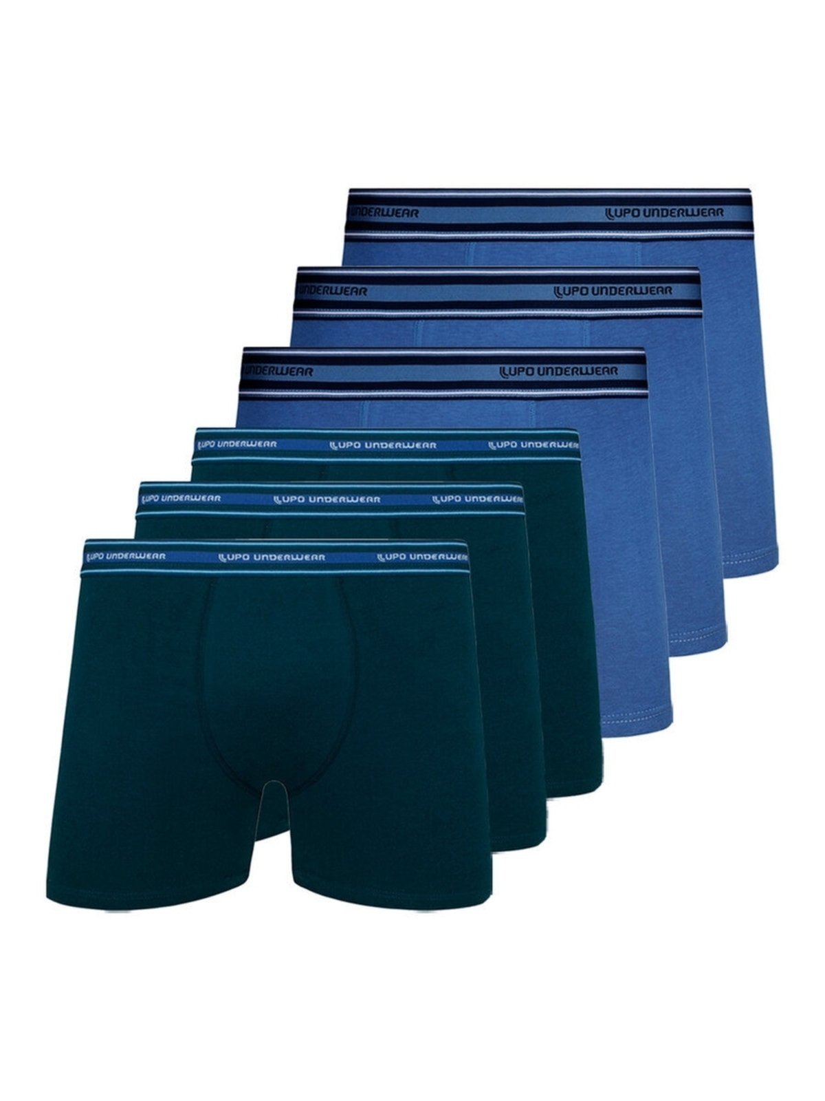 Kit com 6 Cuecas Boxer Lupo 523-003 Azul