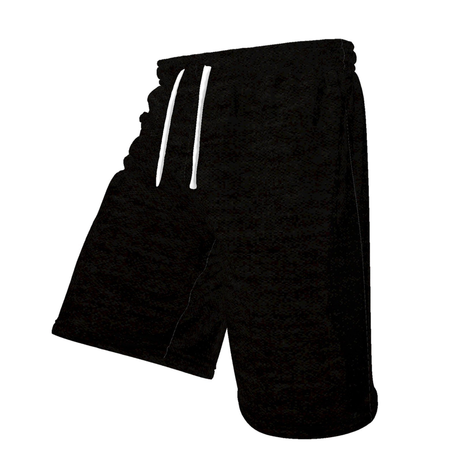 Bermuda Masculina Moletom Treino Lisa Com Cós Elástico Ajustável Com Cordão E Bolsos Preta