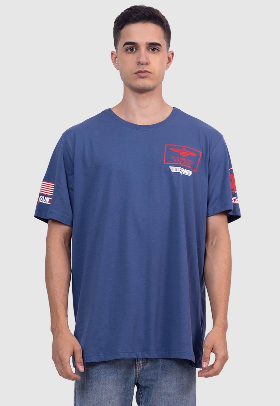 Camiseta Piticas Top Gun 1986 Fightertown USA Azul Petróleo