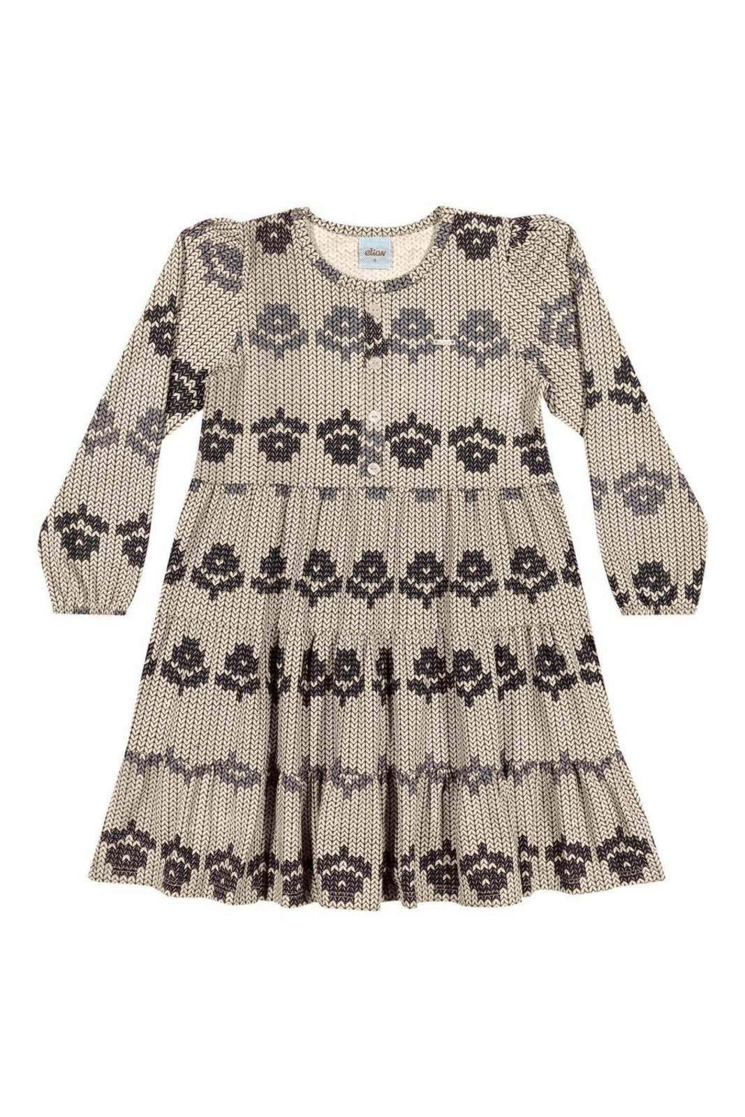Infantil - Vestido Menina Flores Manga Longa Elian Bege