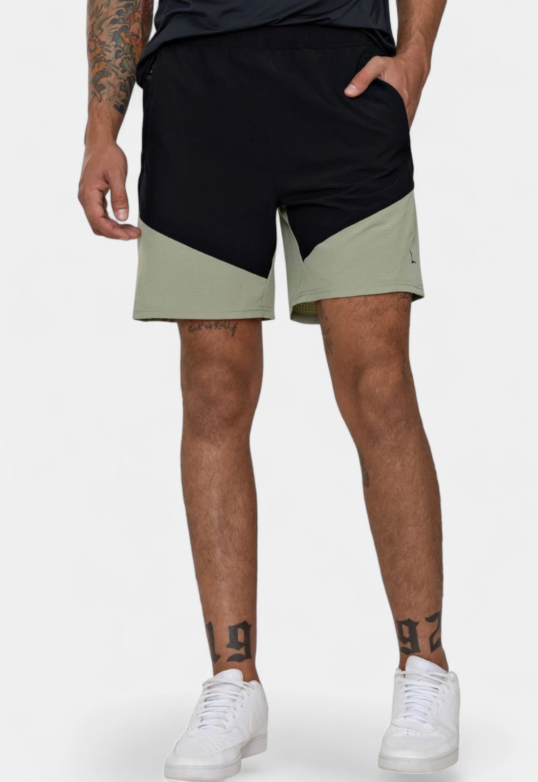 Shorts Areia Branca Yacht Gym Verde e Preto