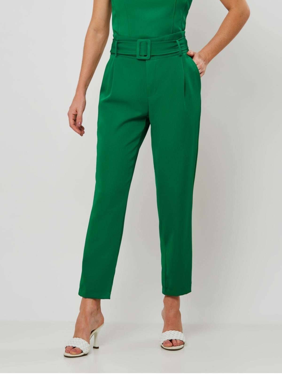 Calça Alfaiataria Cinto Verde Bottega Miss Joy 7592