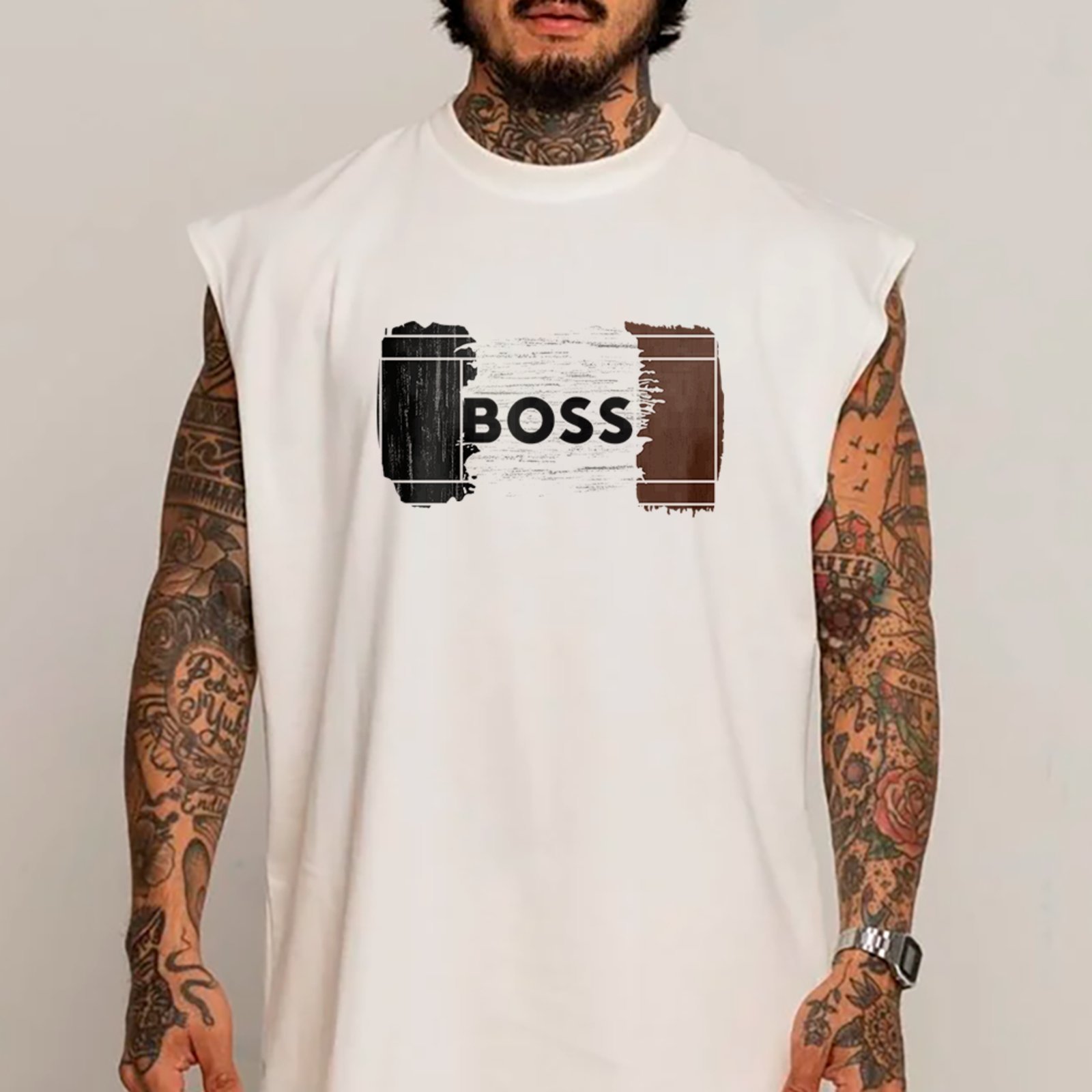 Camiseta Regata Machão Boss Streetwear Lifestyle Moda Urbana Branco