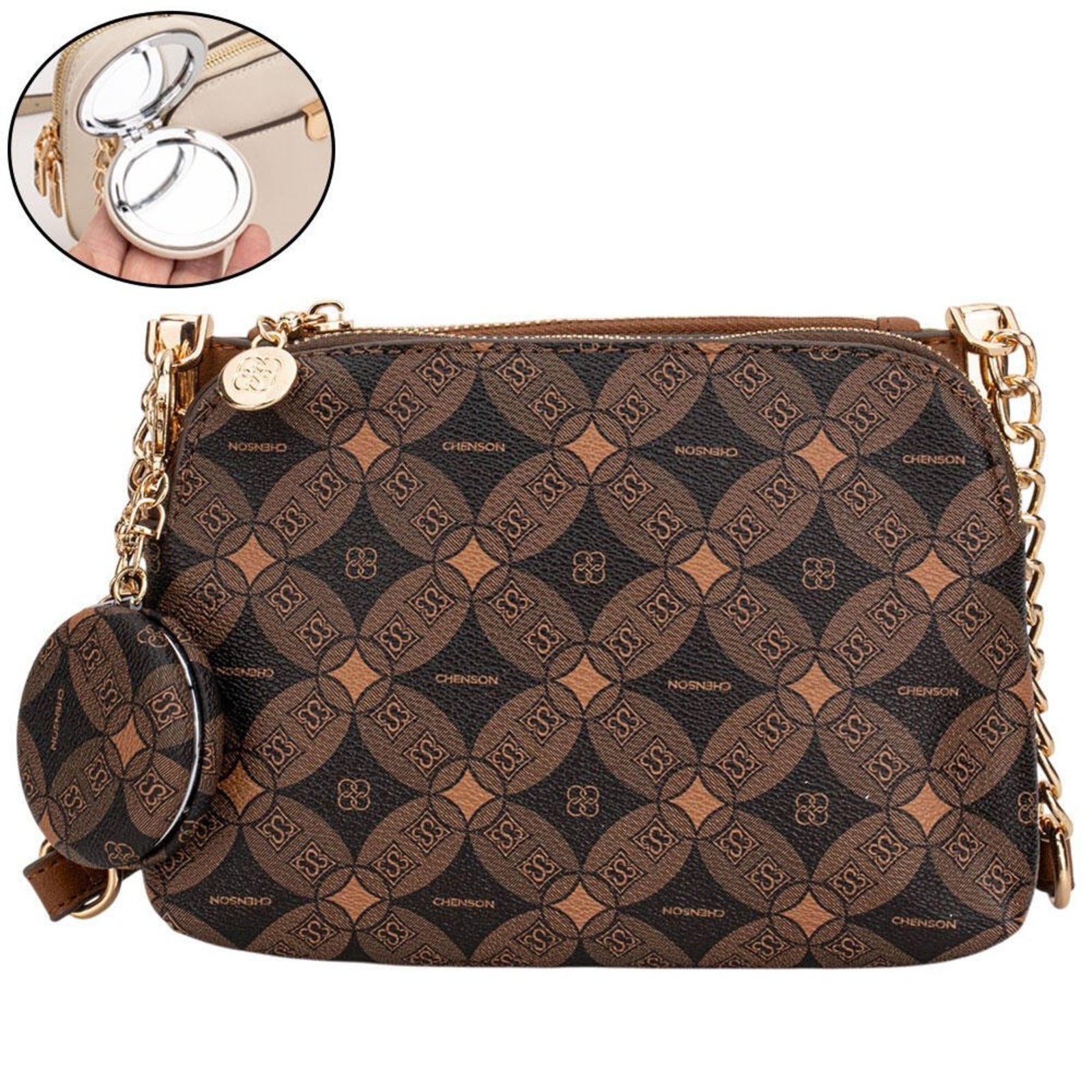 Bolsa Feminina Transversal Chenson Cg85382 1825382 Café