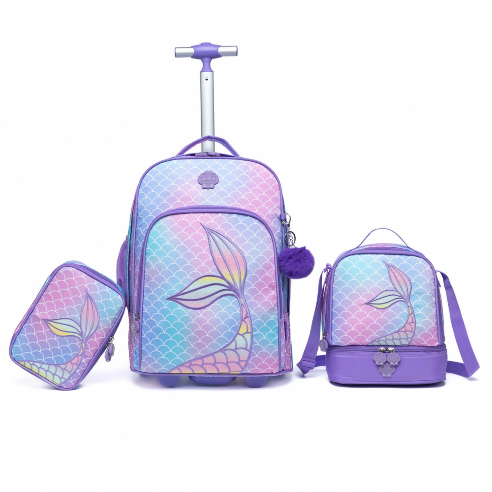 Infantil – Kit Mochila Rodinha Lancheira Estojo Sereia Reforçada Guelph