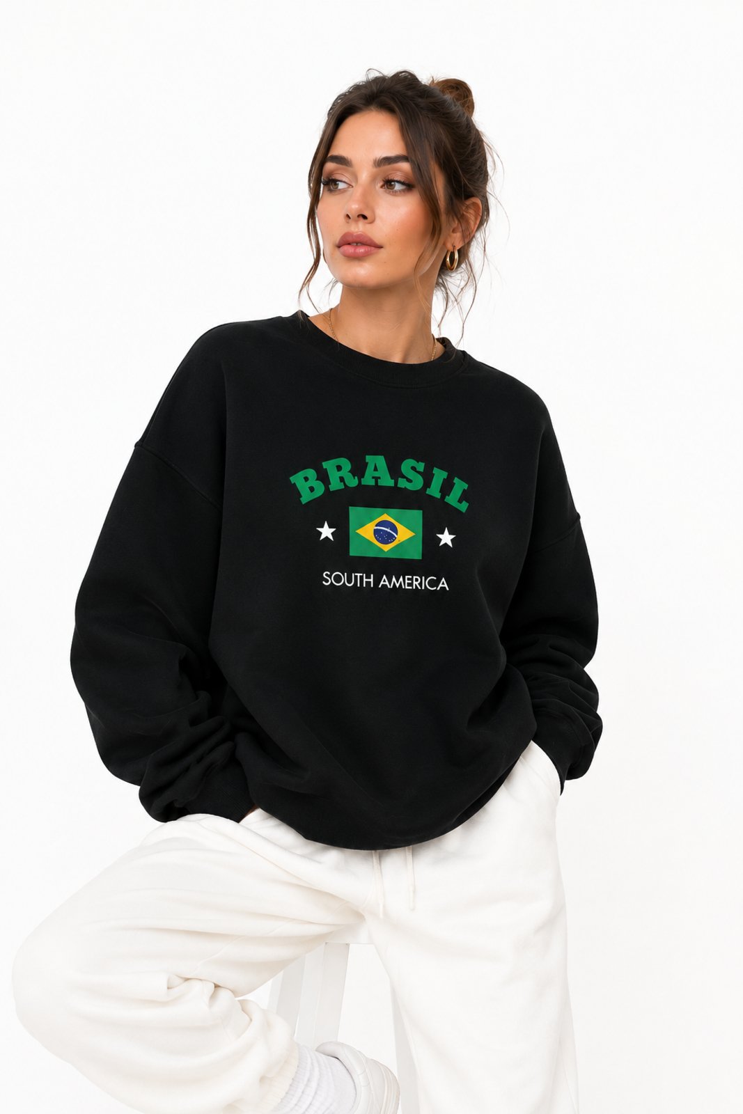 Moletom Feminino D Bell Outlet Fashion Brasil Preto