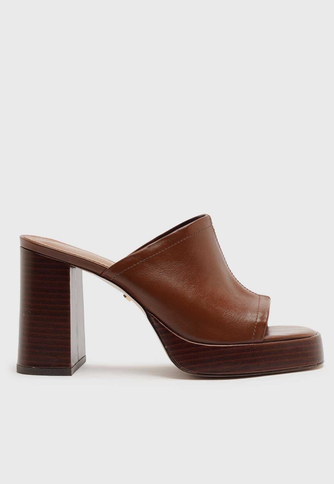 Sandália Arezzo Salto Meia Pata Bloco Burnt Toffee