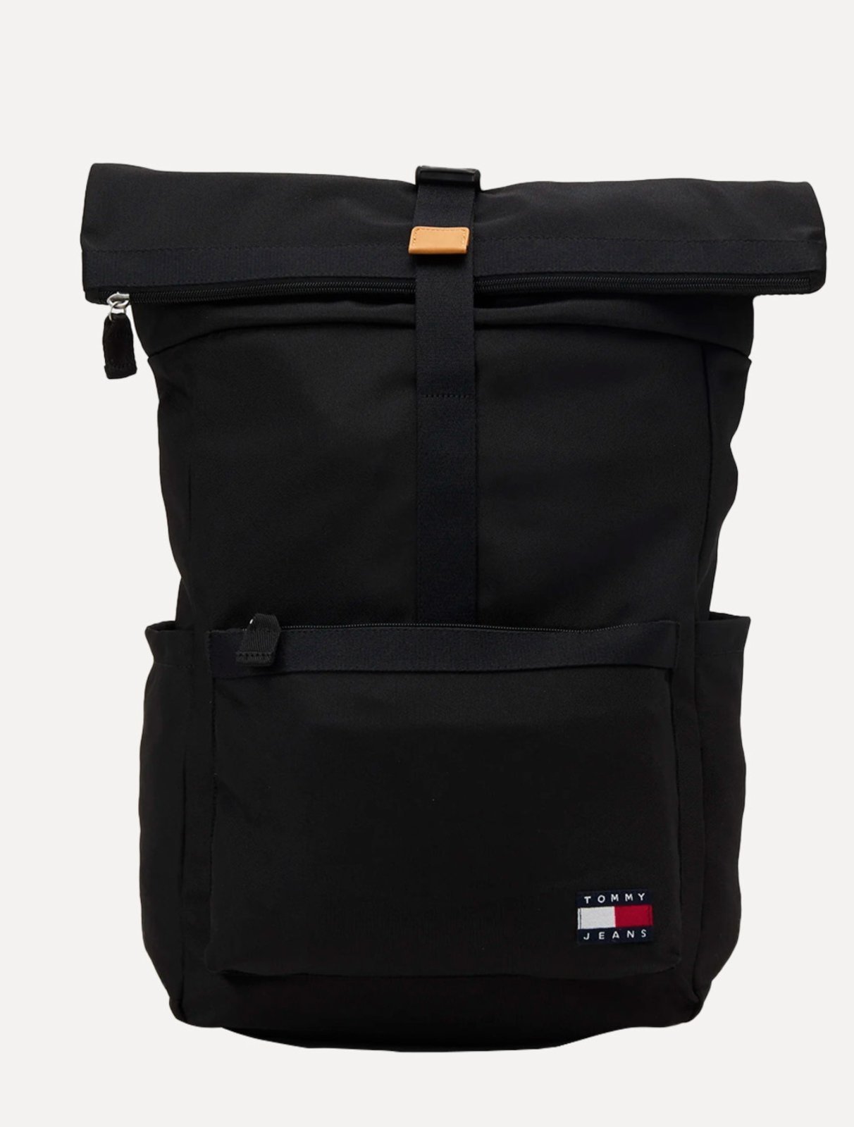 Vista 2 Mochila Tommy Jeans Essential Daily Rolltop Backpack Preta preto preto